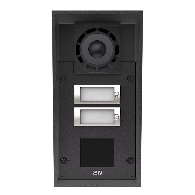 De 2N IP Force 2.0 audio intercom 9151302R met twee verlichte knoppen is klaar voor uitbreiding met een kaartlezer