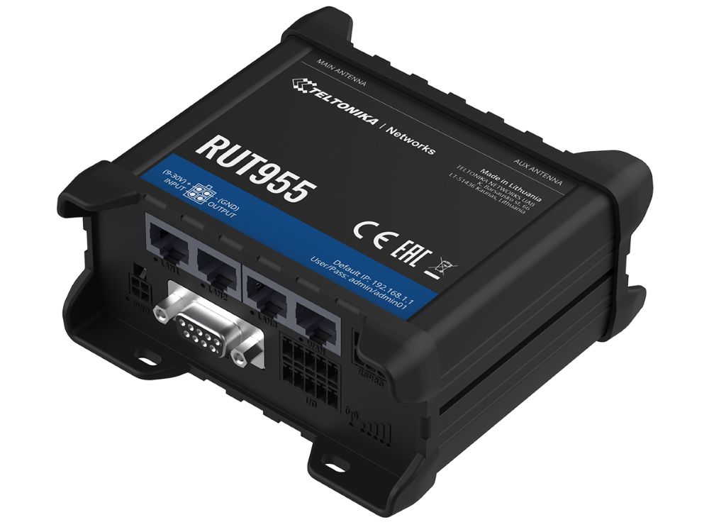【美品】TELTONIKA RUT955産業用4G/LTEセルラールーター Teltonika RUT955 4G LTE Router Inclusief DIN-rail beugel en GPS