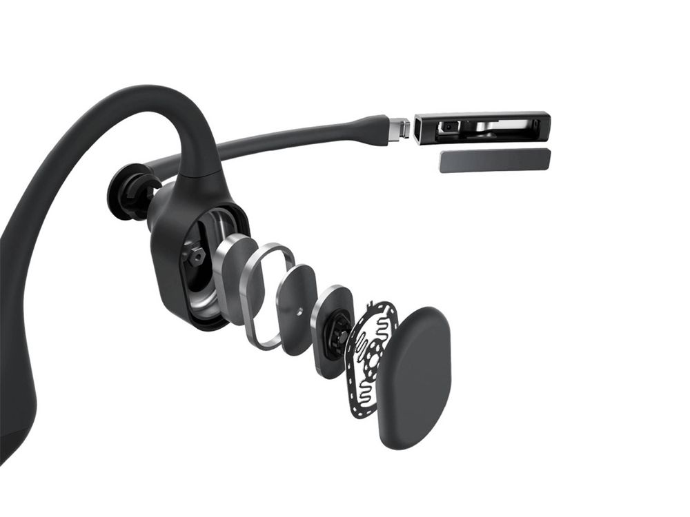 Onderdelen van de Shokz OpenComm2 UC stereo headset