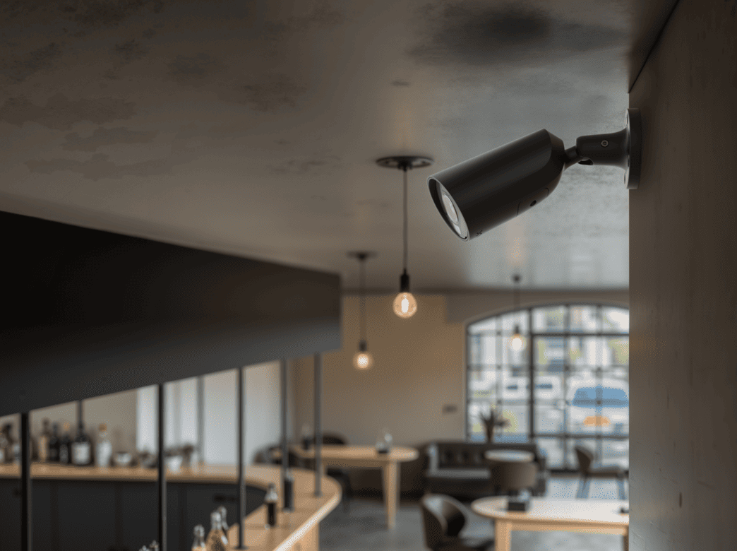 black ajax bullet camera in office