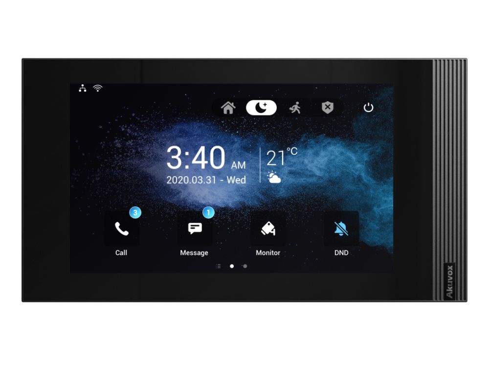 Voorkant van de Akuvox S562 Gray Indoor Intercom Monitor met touchscreen