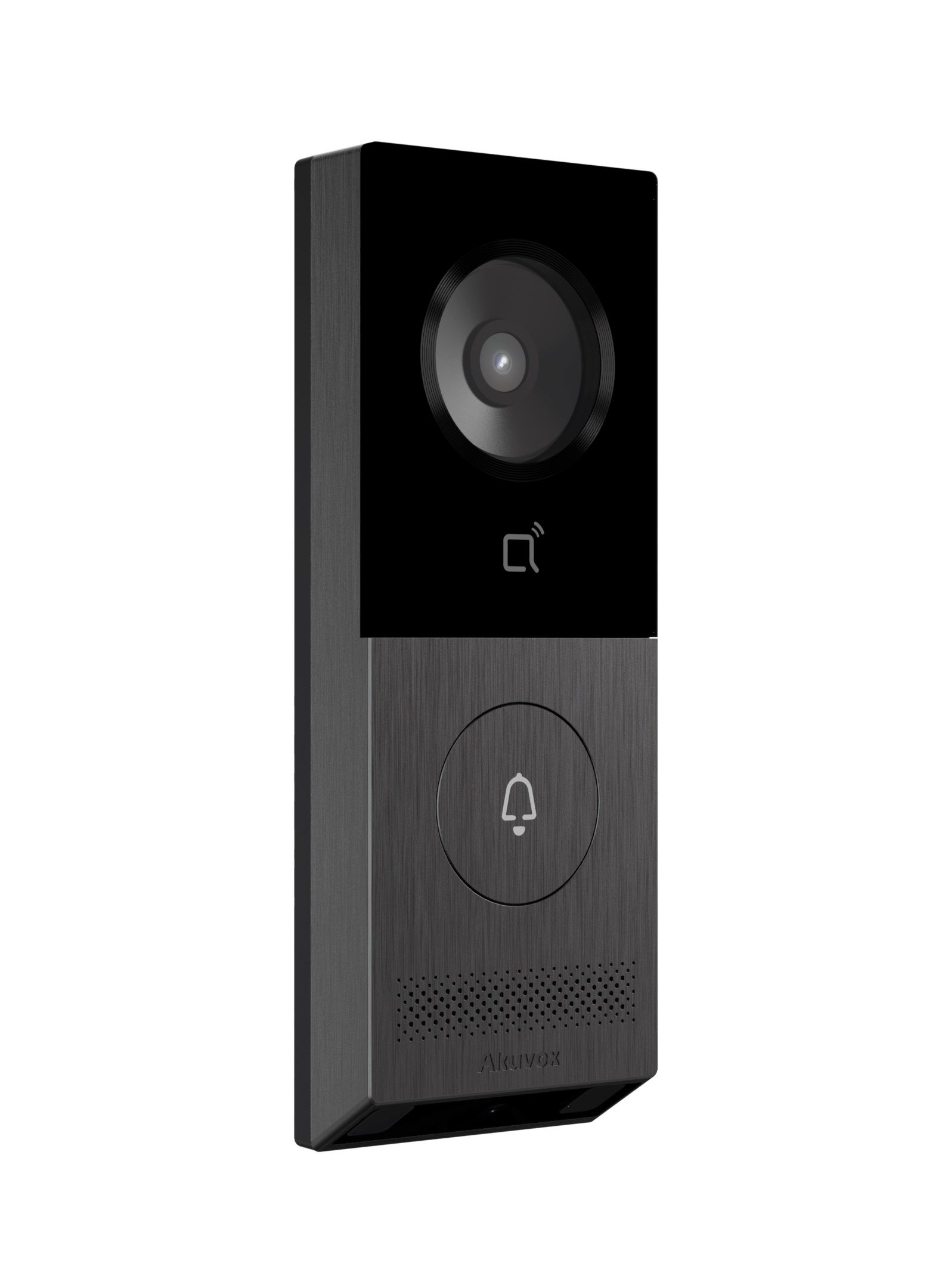 Voorkant en linker zijkant van de Akuvox X910S Video Intercom met pakketcamera en 1 knop