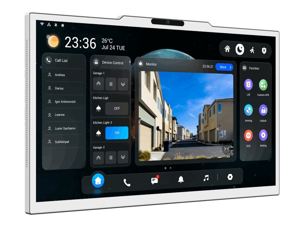 De Akuvox X937A Surveillance en Intercom AI Monitor in gebruik met verschillende functies