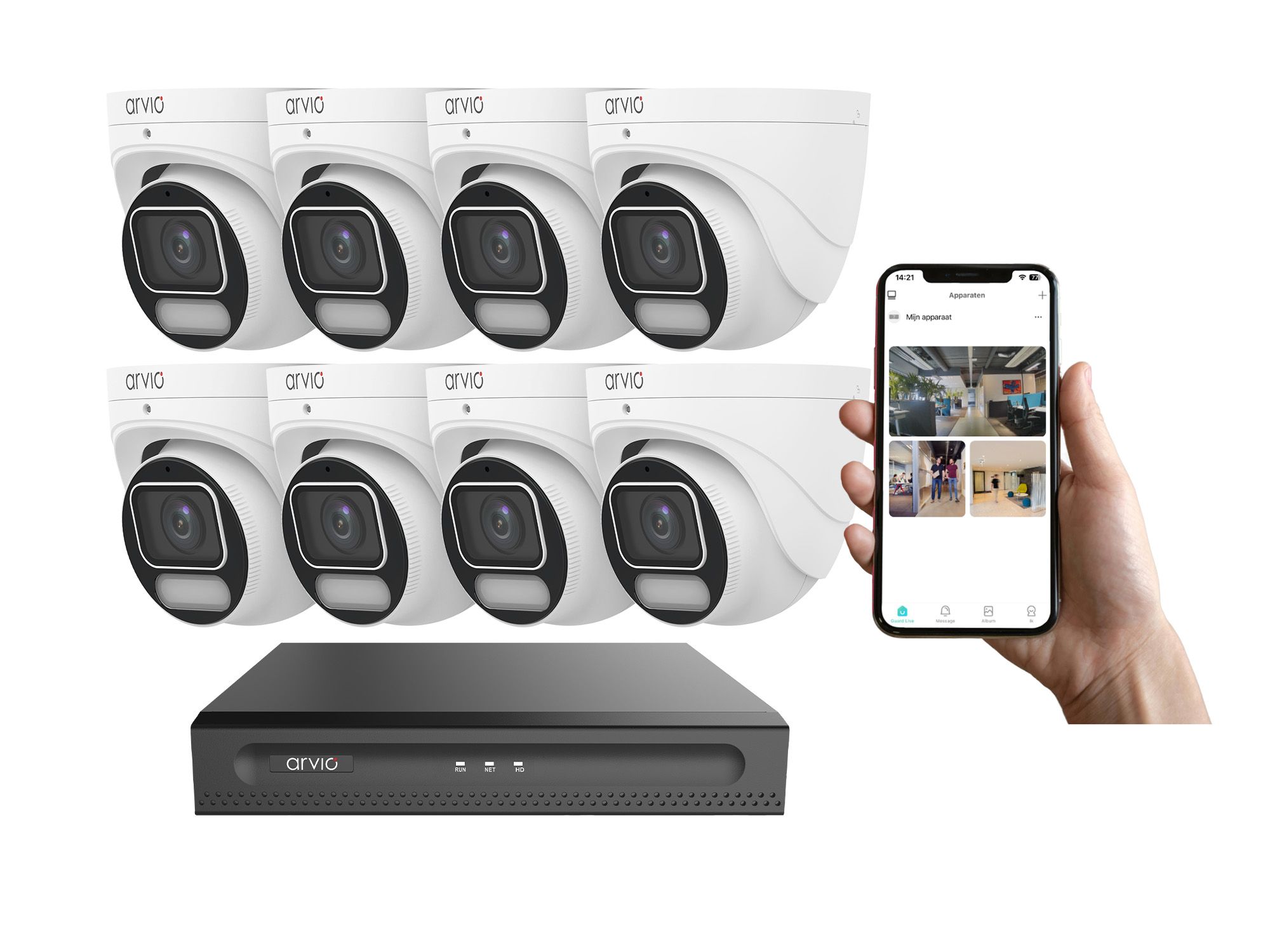Arvio 8 Turret Pro Draadloos Compleet beveiligingscamera systeem met camera's en NVR
