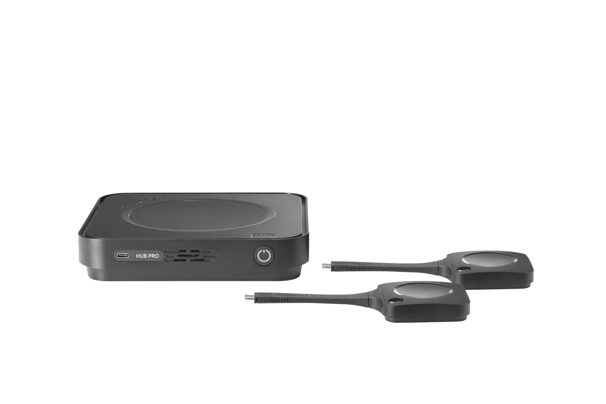Barco ClickShare Hub Pro met 2 ClickShare Buttons voor draadloos presenteren op twee schermen