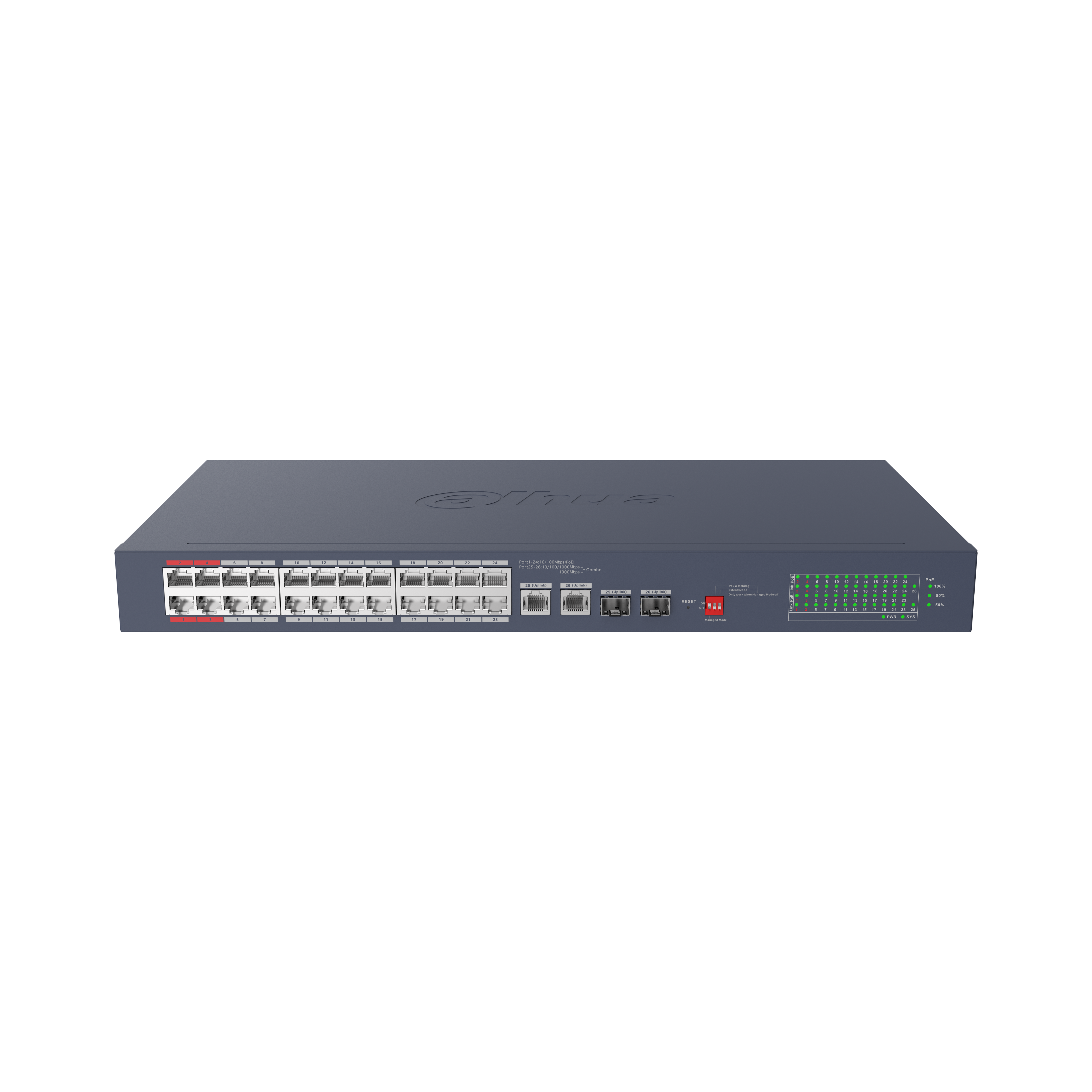 Afbeelding van de Dahua DH-CS4228-24GT-375-V2 28-Poorts Cloud-Managed PoE Switch