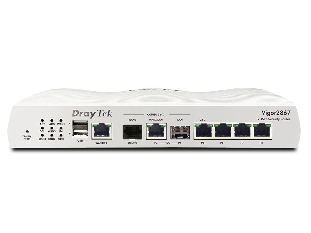 DrayTek Vigor 2867 aansluitingen