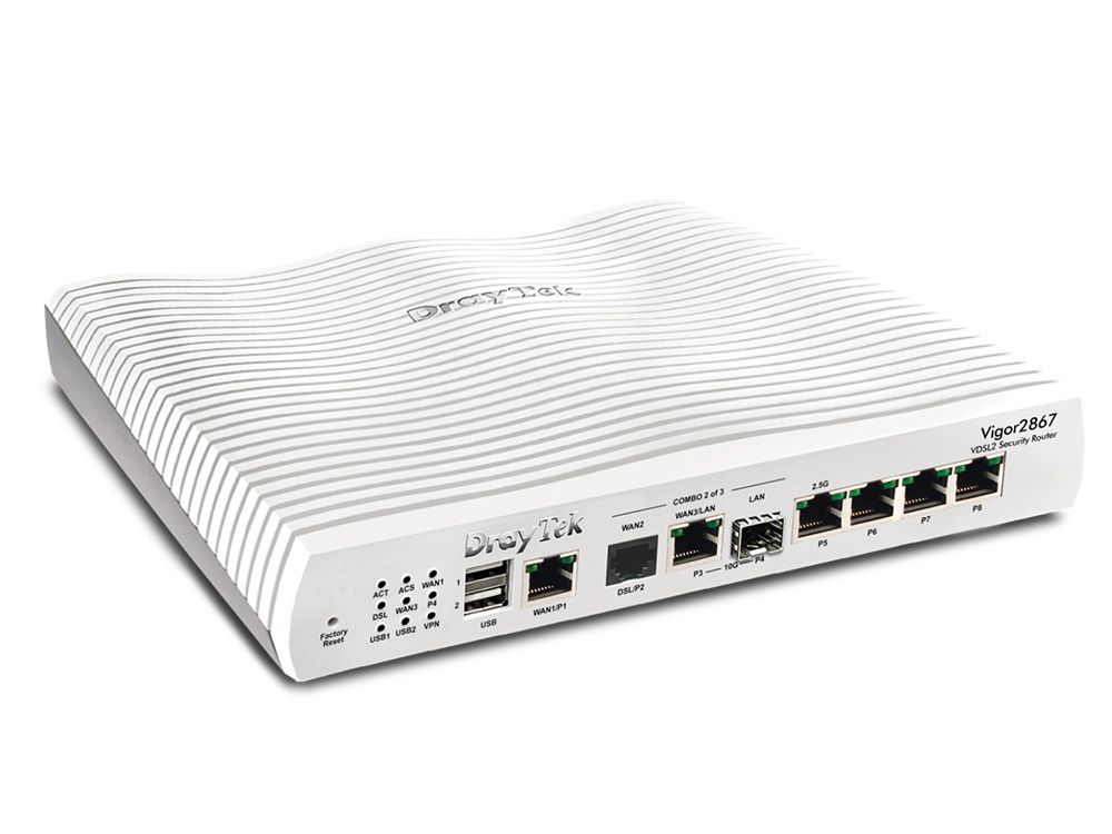 DrayTek Vigor 2867 poorten