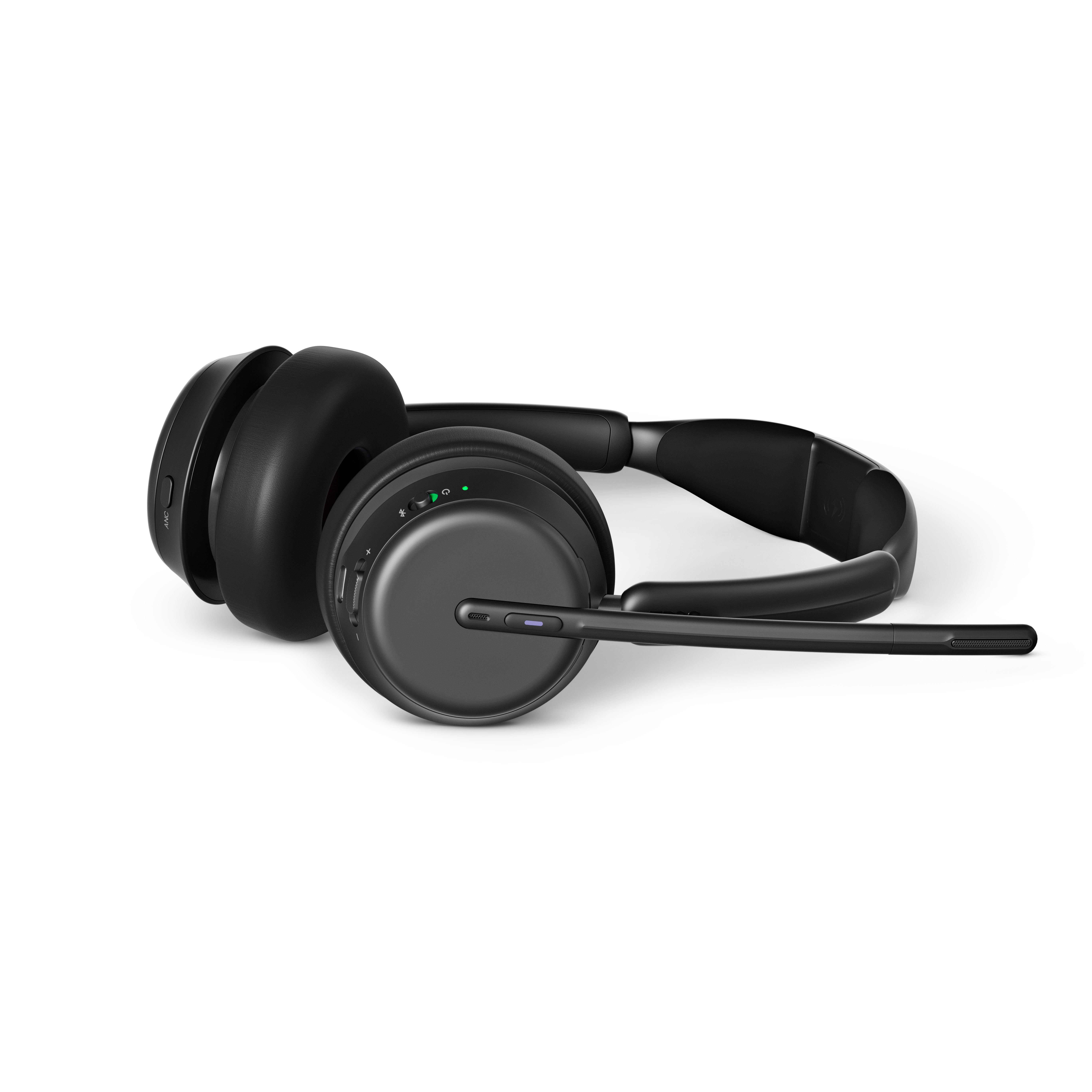 De EPOS IMPACT 1000 MS UC ANC WL dubbeloors Bluetooth headset liggend