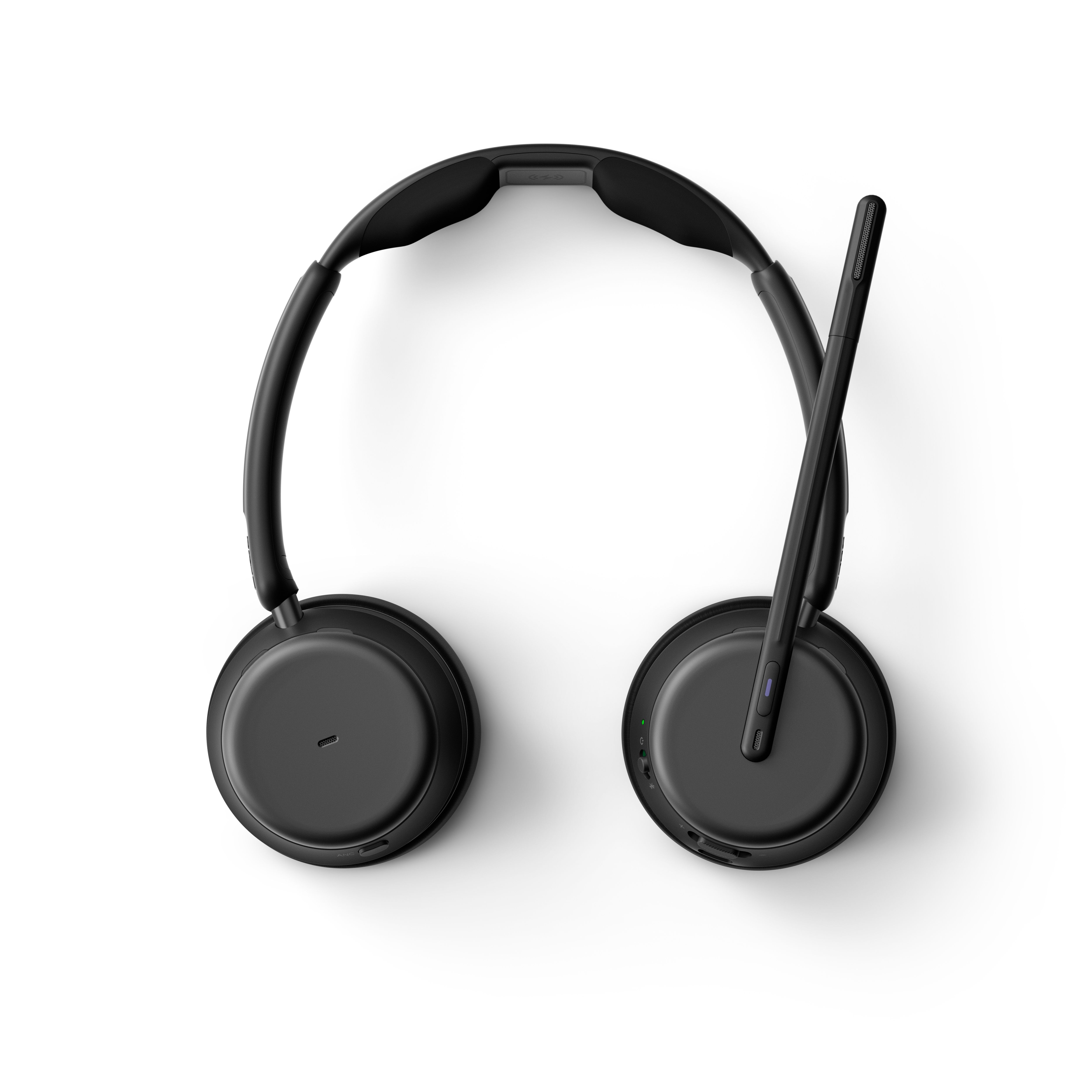 De EPOS IMPACT 1000 MS UC ANC WL dubbeloors Bluetooth headset is plat op te bergen
