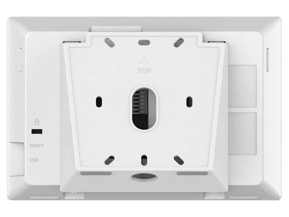 Achterkant van het Grandstream GSC3574 intercom bedieningspaneel met schuine montagebeugel