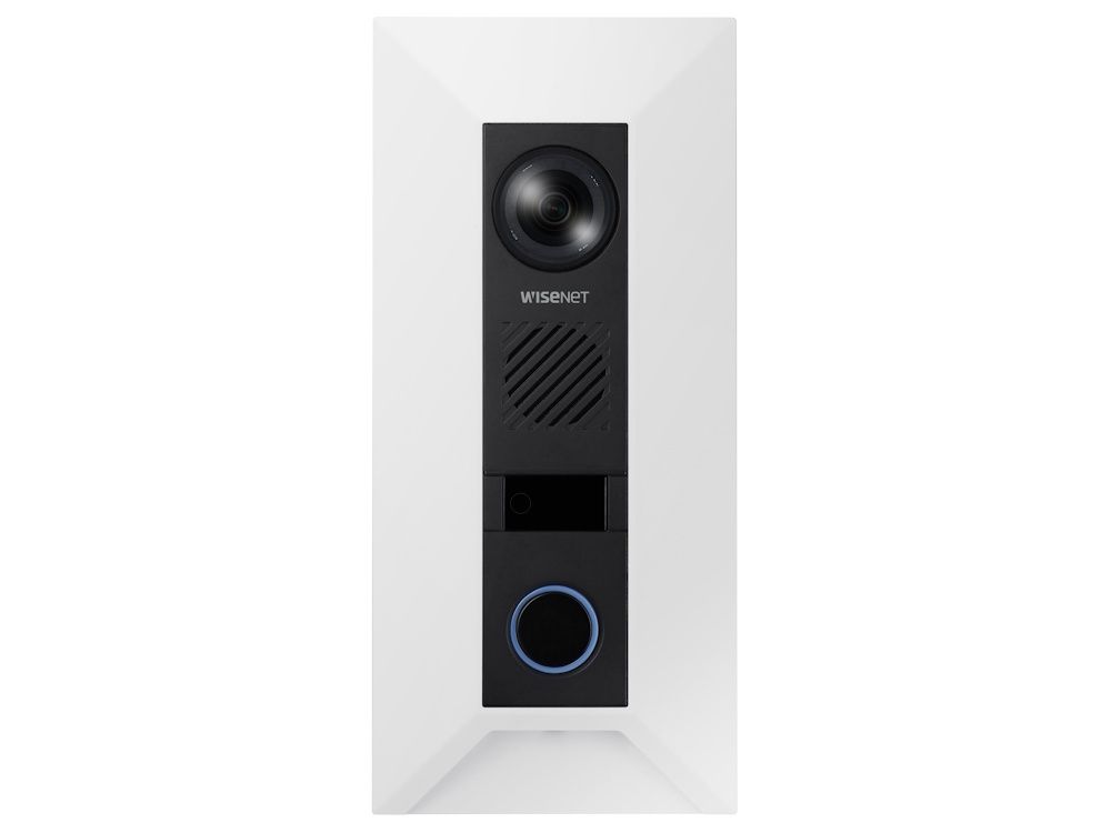 Hanwha SHS-165F Inbouwbeugel met de Hanwha TID-600R video intercom en witte cover