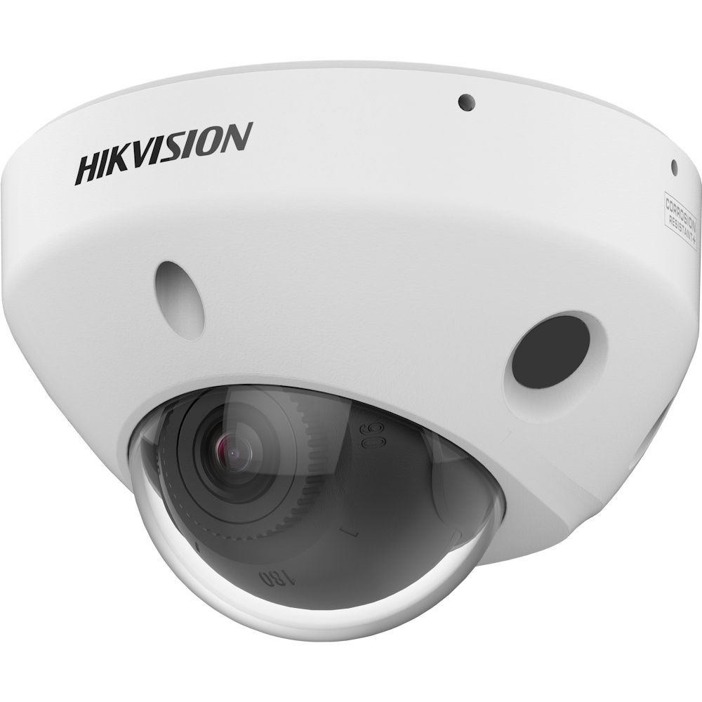 De Hikvision DS-2CD2546G3-IZS2UY(2.8/4mm) 4MP AcuSense Dome Camera schuin van voren