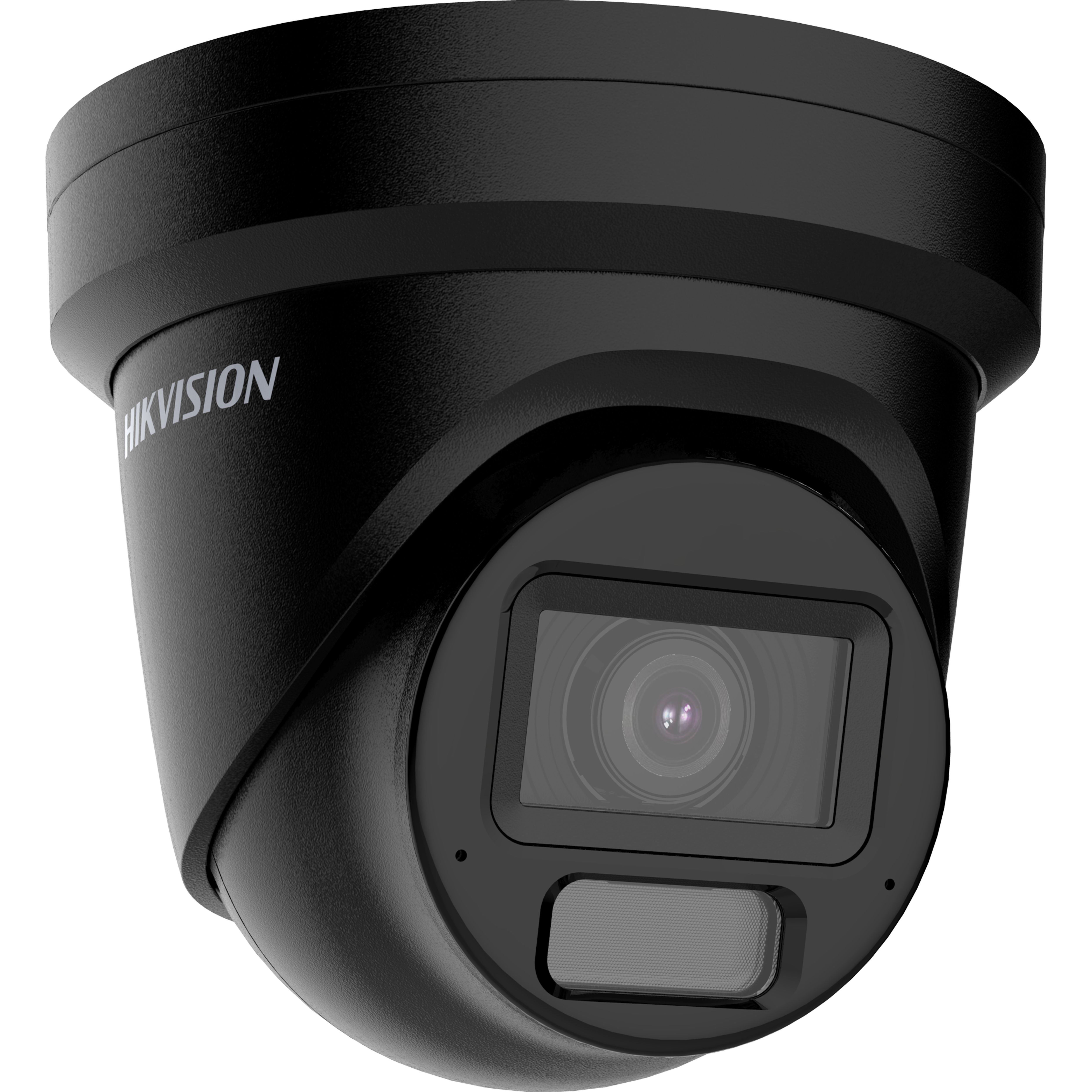 De Hikvision DS-2CD2H83G2-LIZS2U 8MP 4K AcuSense Turret Camera schuin van links