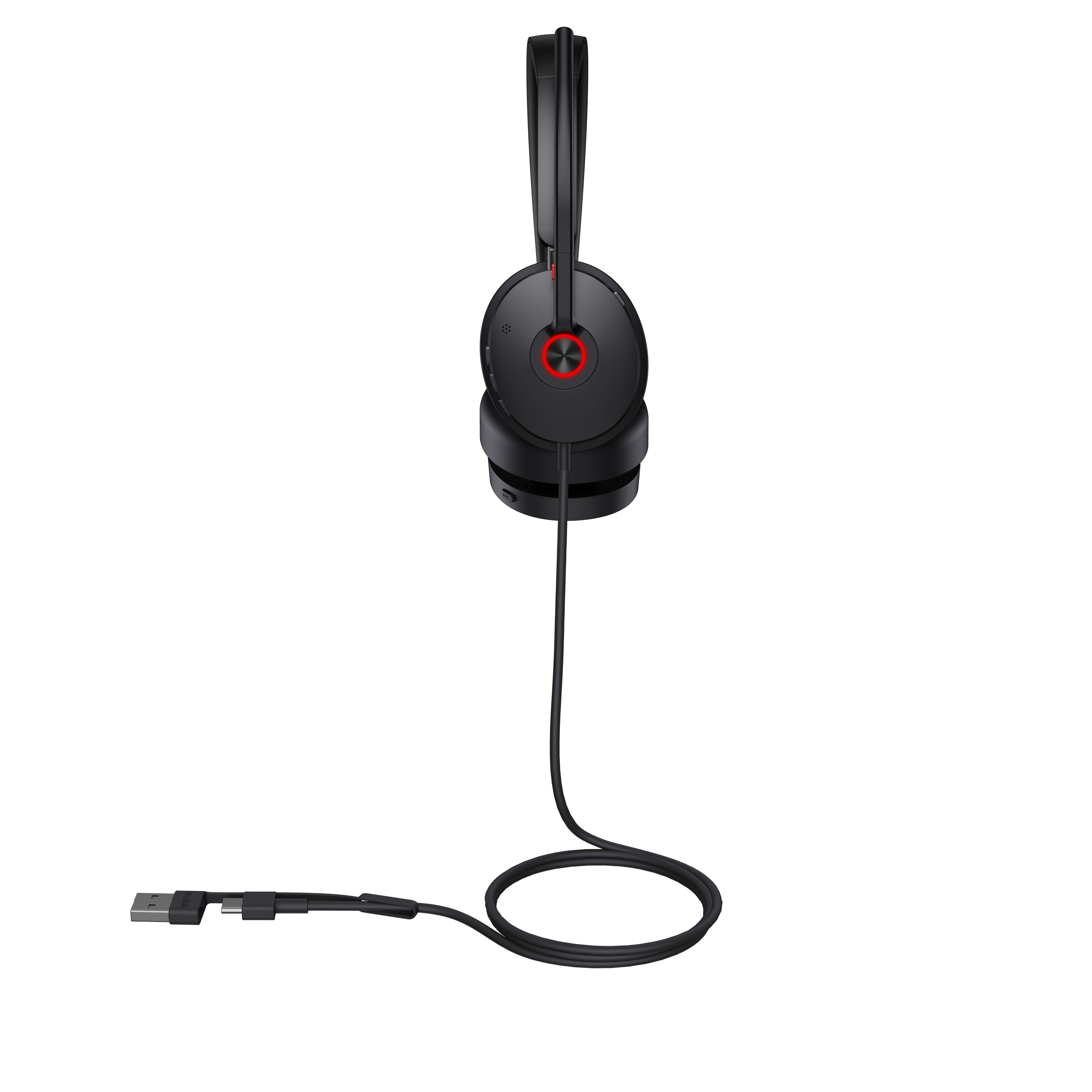Zijkant Yealink UH48 UC headset met USB-C/A, busylight en ANC