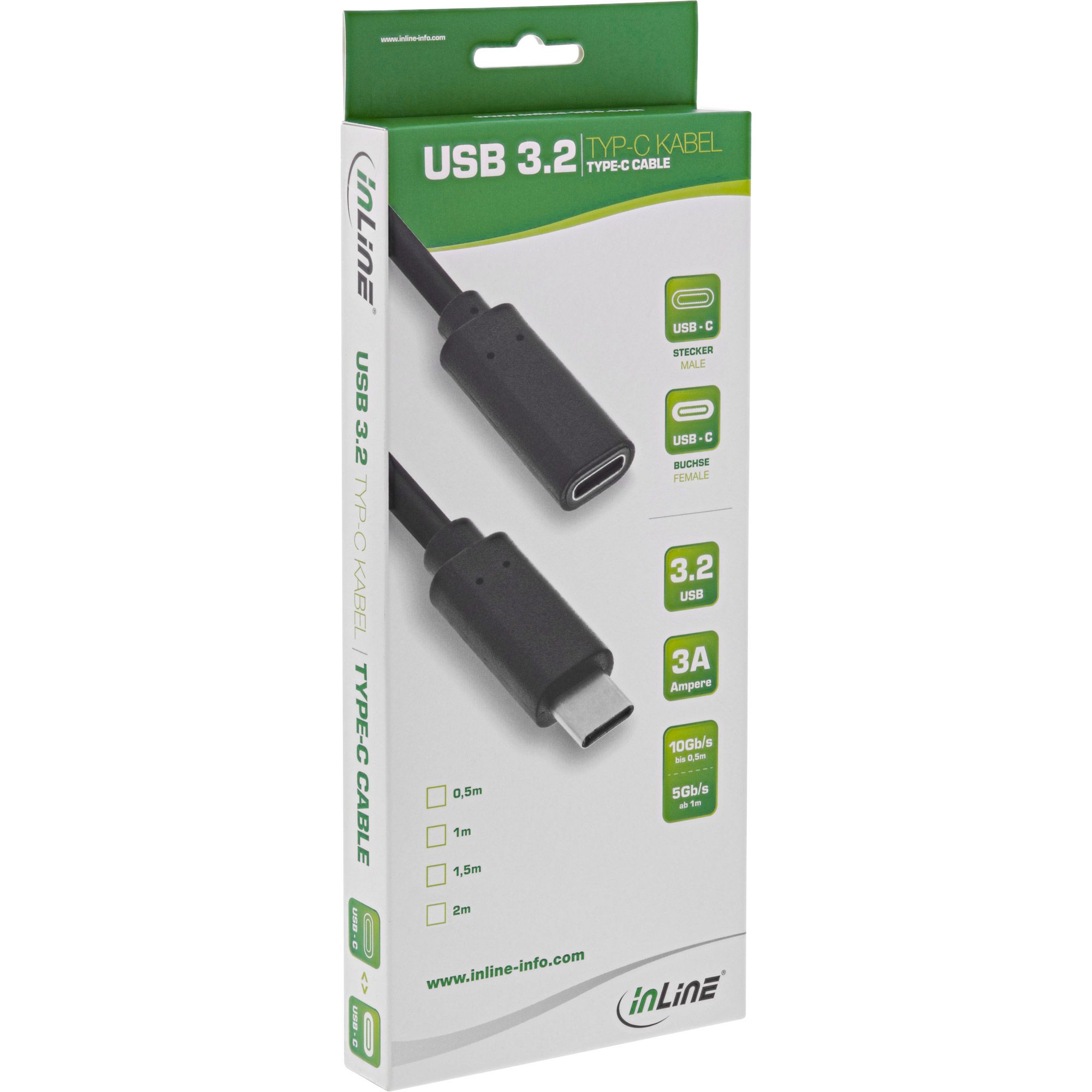 De InLine 35772 USB-kabel 2m USB 3.2 Gen2 in de verpakking