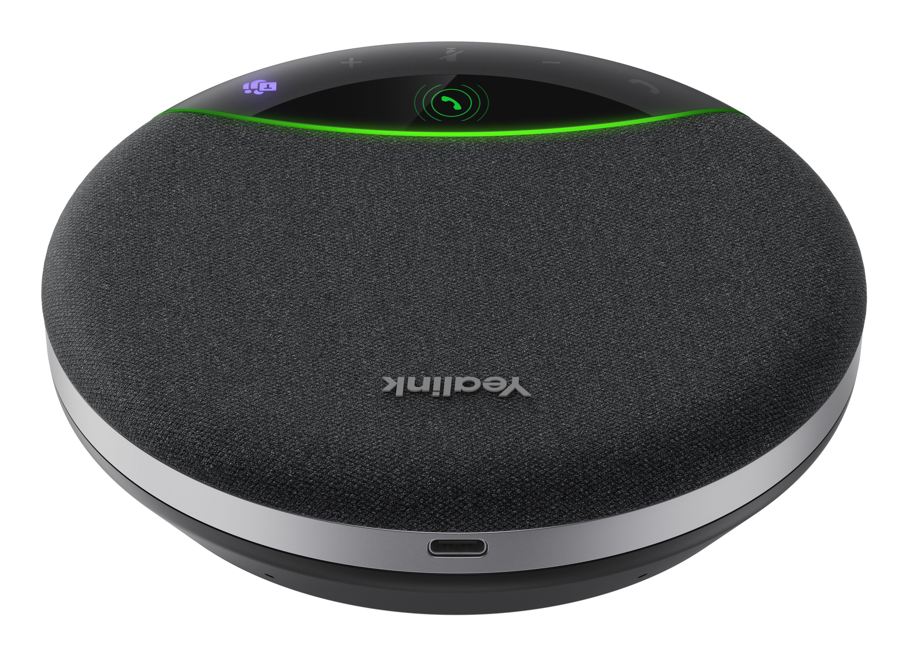 Bovenkant van de Yealink SP96 Speakerphone voor Microsoft Teams vergaderingen met de USB-C aansluiting