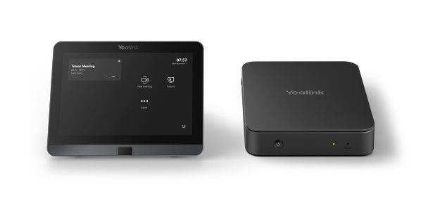 Deel van de Yealink MCore Kit C5U met MCore 4 mini pc en MTouch Plus touch panel
