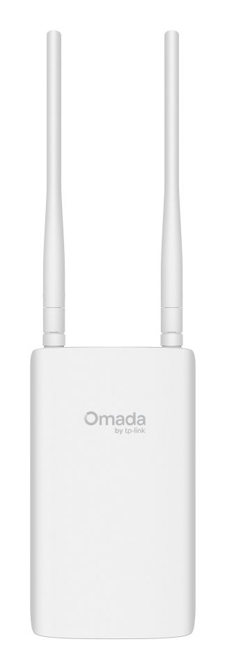Voorkant van het Omada by TP-Link EAP603-Outdoor WiFi 6 outdoor access point met twee antennes