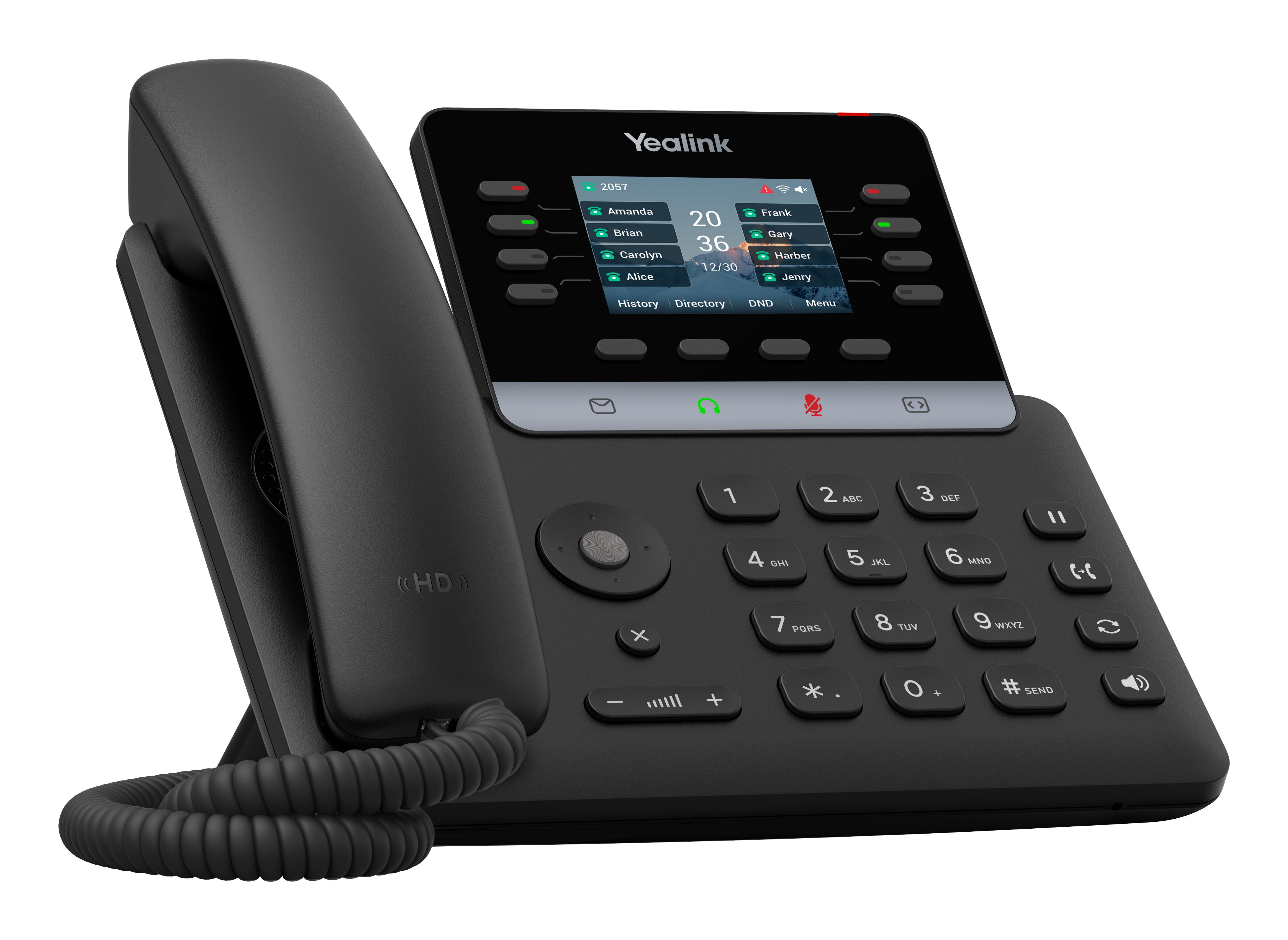 De Yealink SIP-T73U IP-telefoon schuin van linksvoor