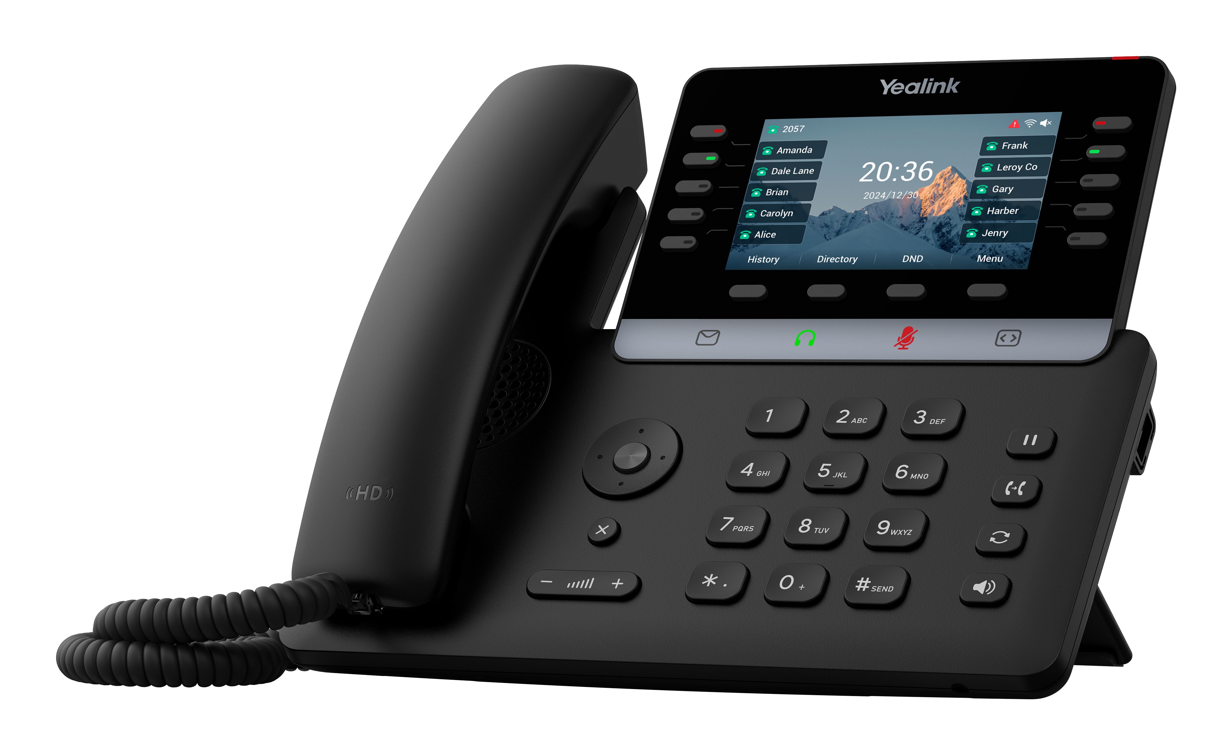 De Yealink SIP-T74W VoIP telefoon schuin van rechtsvoor