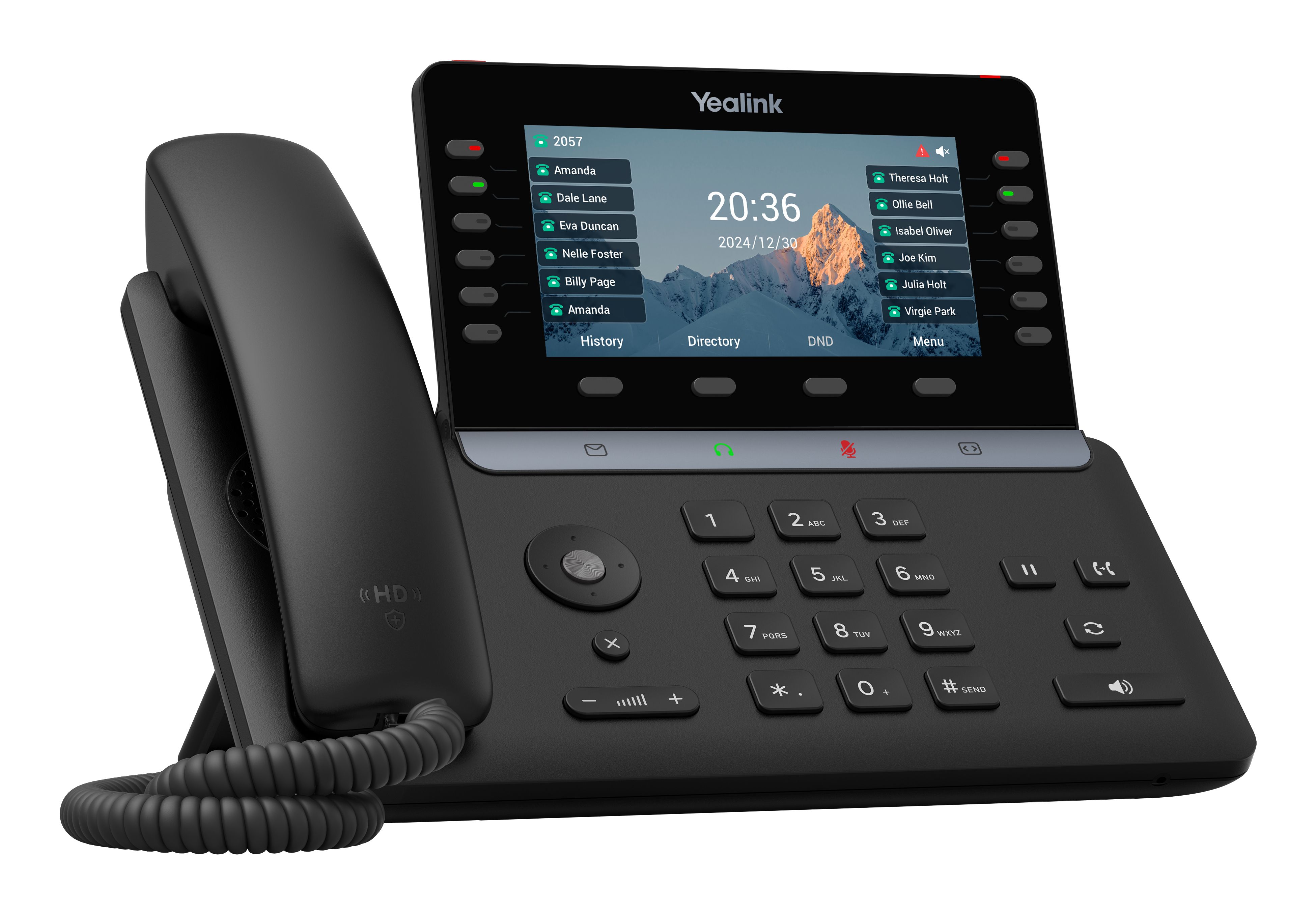 De Yealink SIP-T85W VoIP telefoon schuin van linksvoor