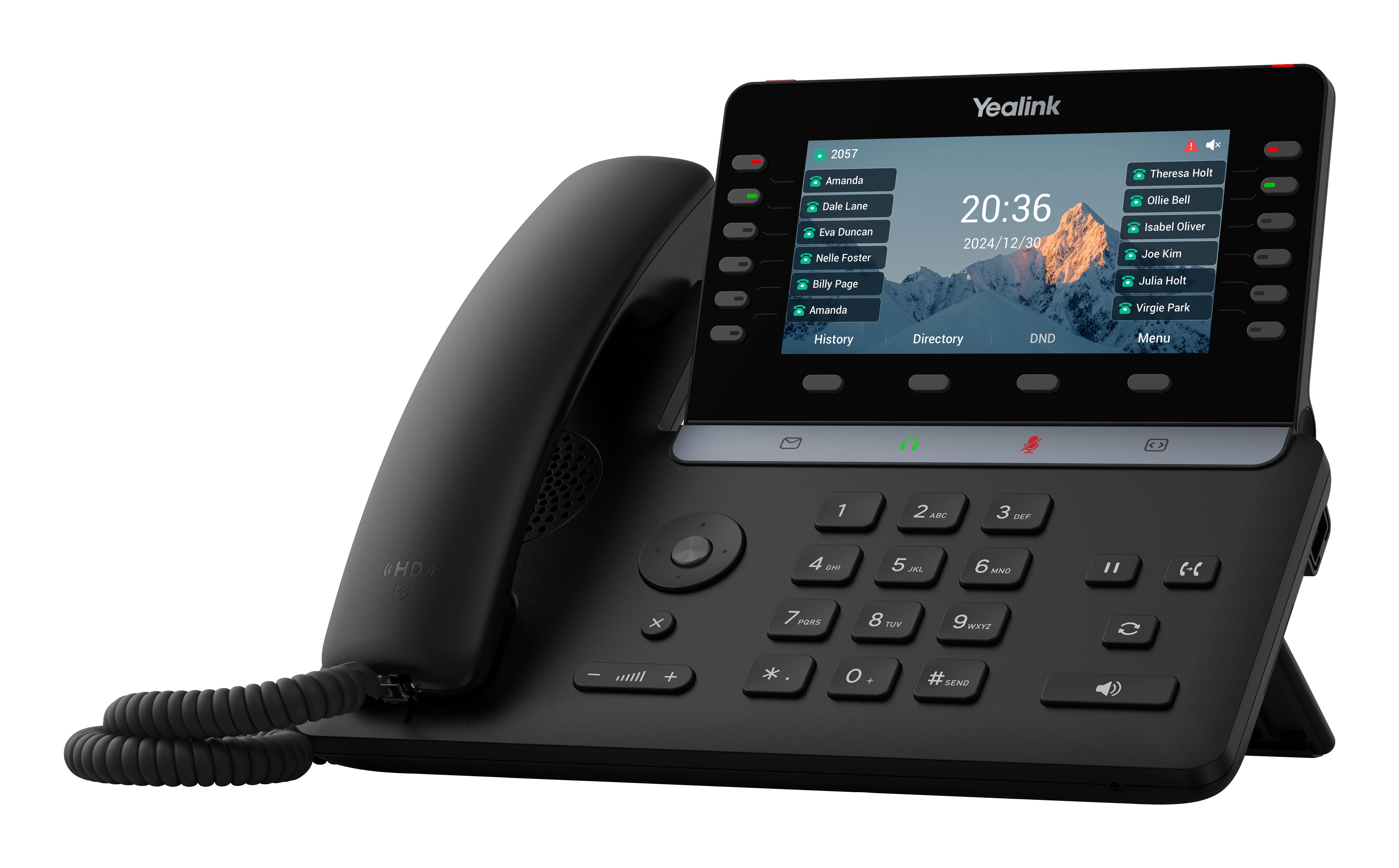 De Yealink SIP-T85W VoIP telefoon schuin van rechtsvoor