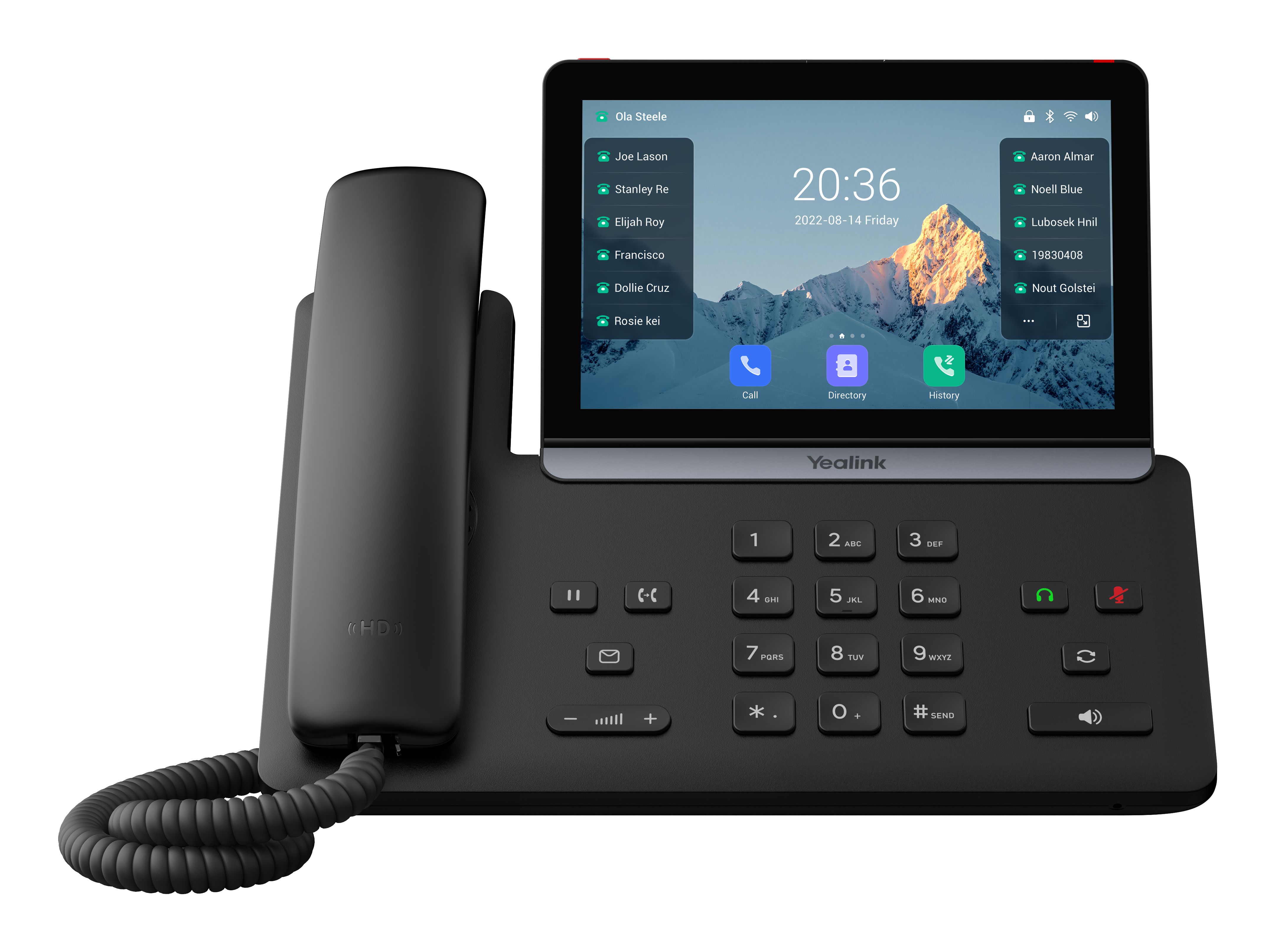 Voorkant van de Yealink SIP-T88W VoIP telefoon met kleurendisplay