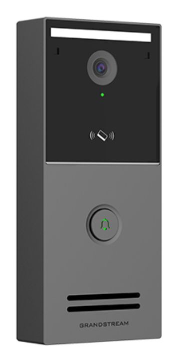 De Grandstream GDS3726 Video Intercom met 1 belknop voor toegangscontrole schuin van linksvoor