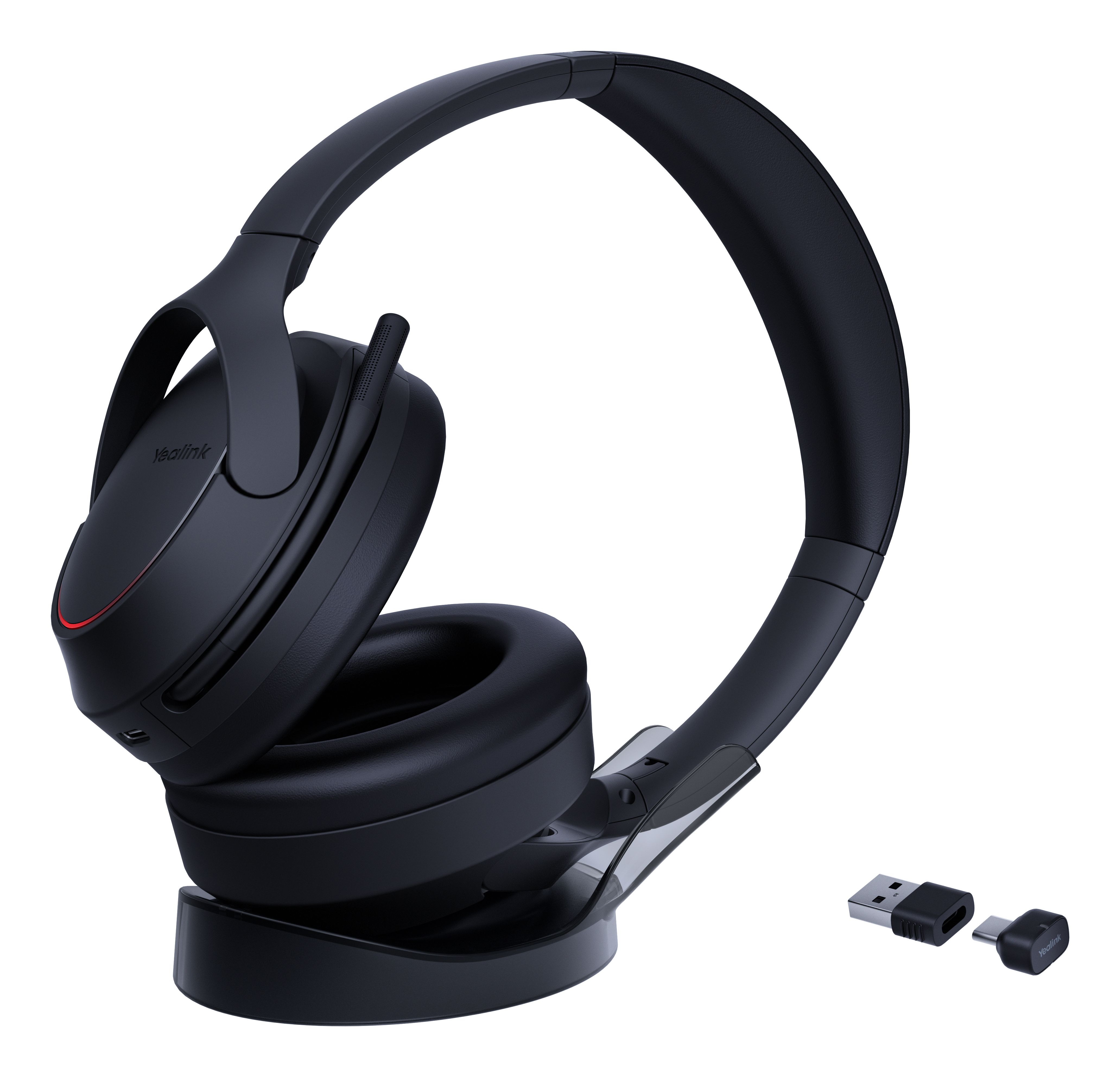 Yealink BH78 MS Stereo Bluetooth ANC Headset met draadloze laadstandaard en USB-C/-A dongle