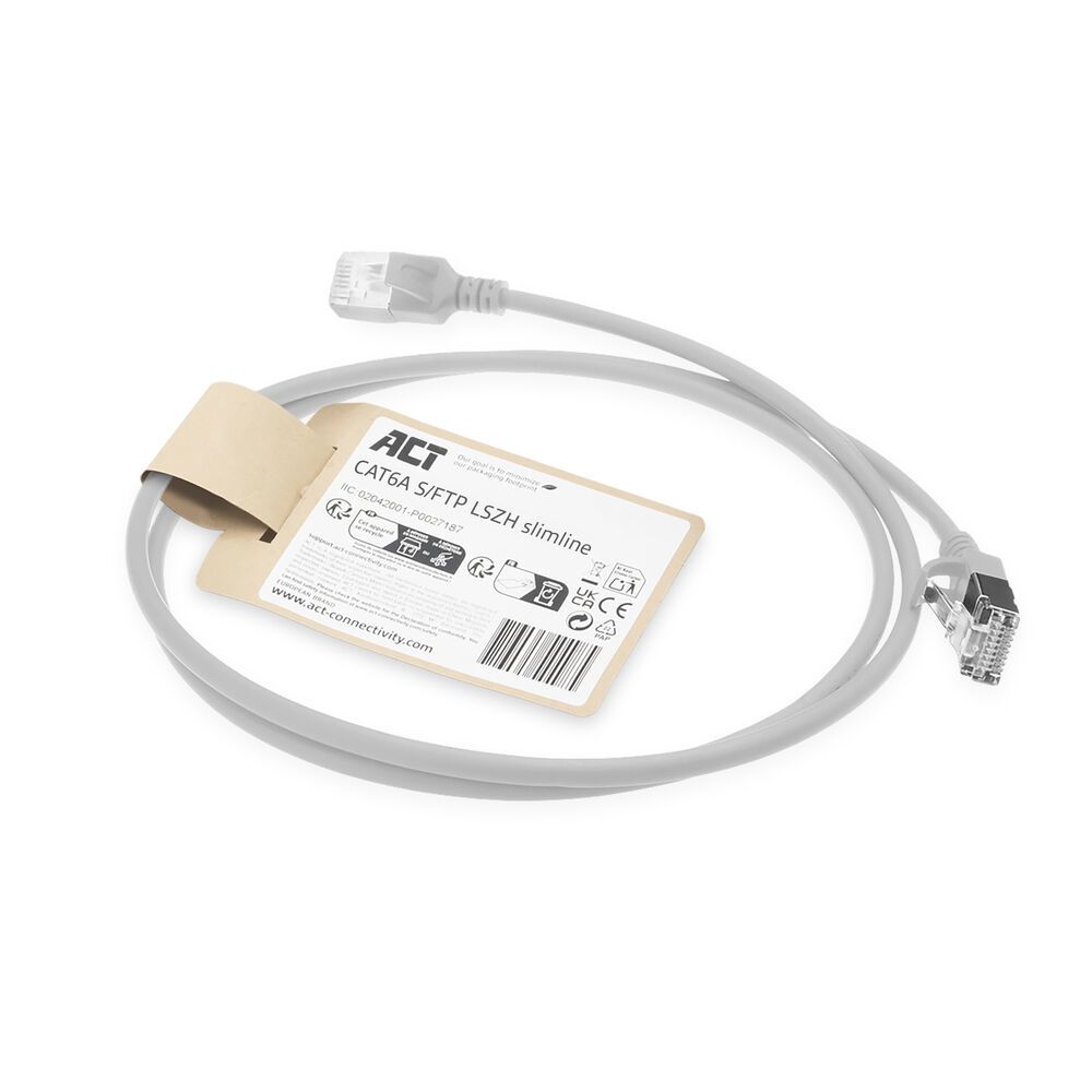 ACT DB7001 CAT6A patchkabel 1 meter grijs