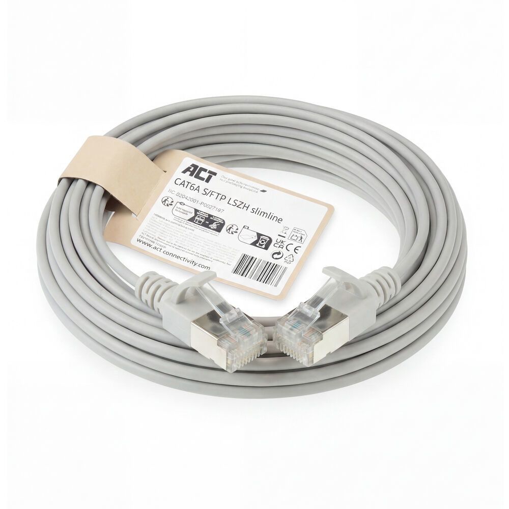 ACT DB7010 CAT6A patchkabel 10 meter grijs