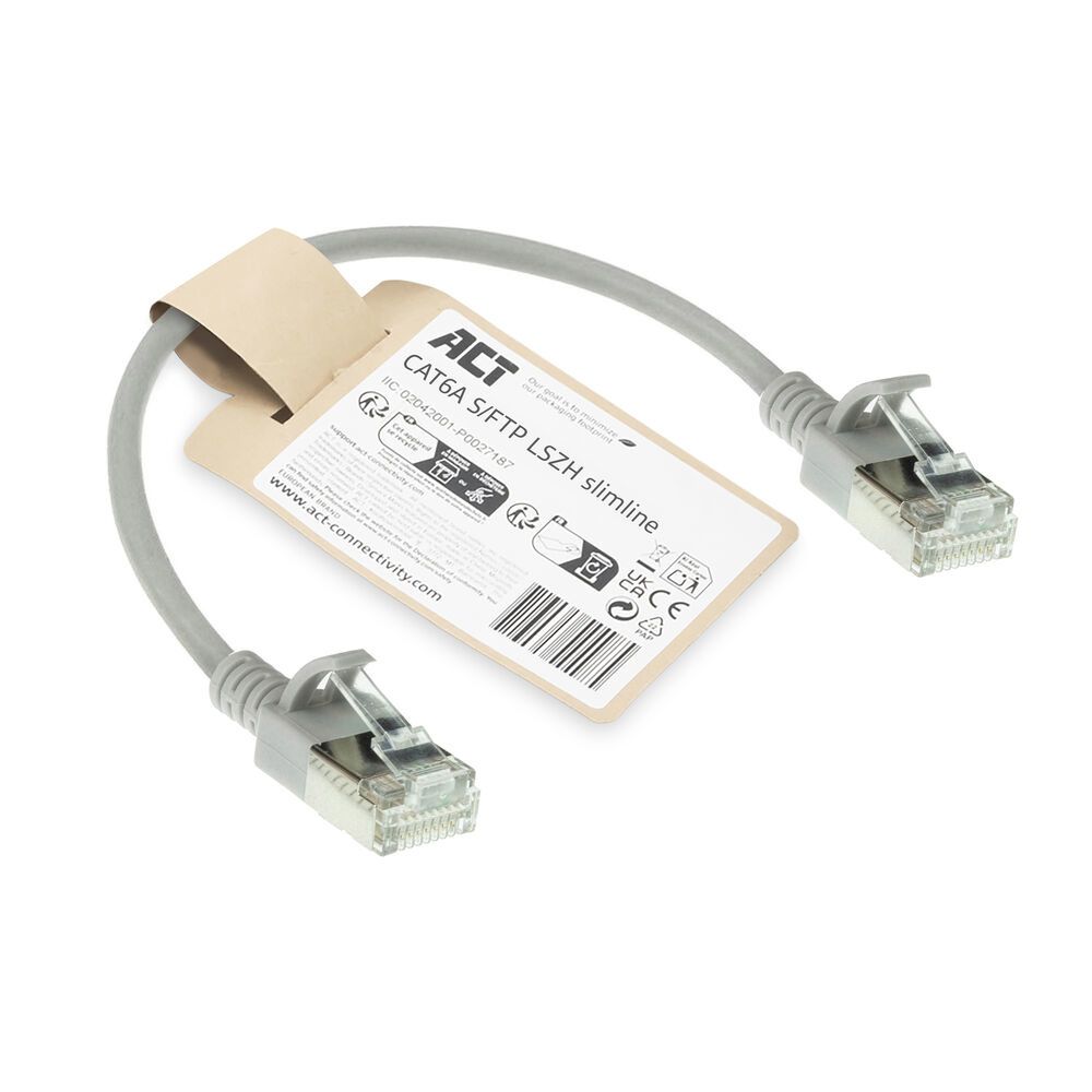 ACT DB7052 CAT6A patchkabel 0,25 meter grijs