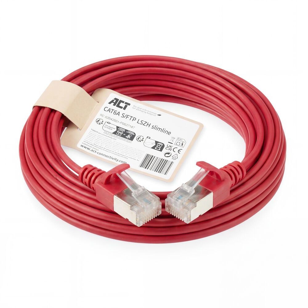 ACT DB7505 CAT6A patchkabel 5 meter rood