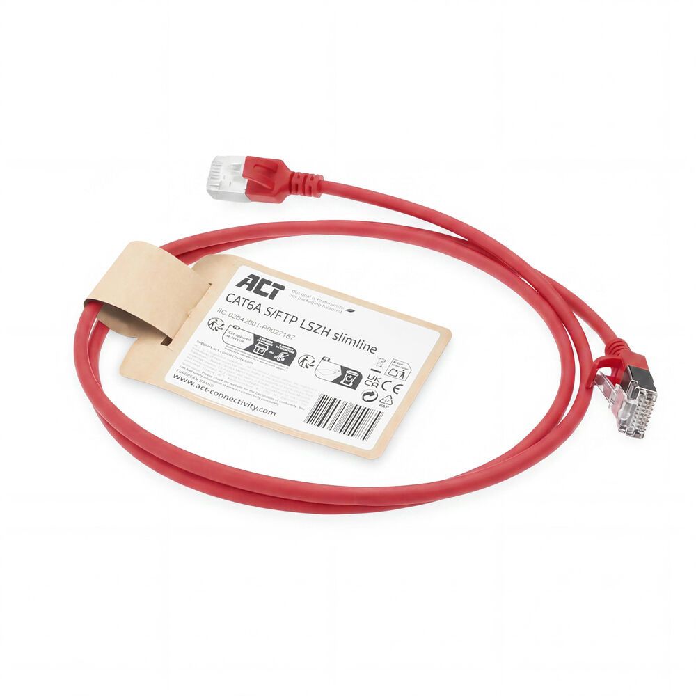 ACT DB7551 CAT6A patchkabel 1,5 meter rood