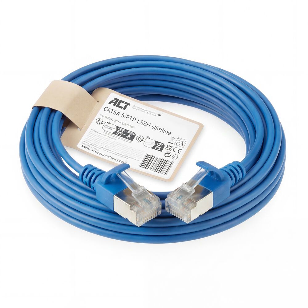 ACT DB7610 CAT6A patchkabel 10 meter blauw