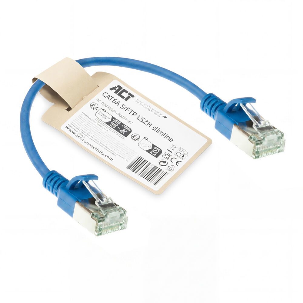 ACT DB7652 CAT6A patchkabel 0,25 meter blauw