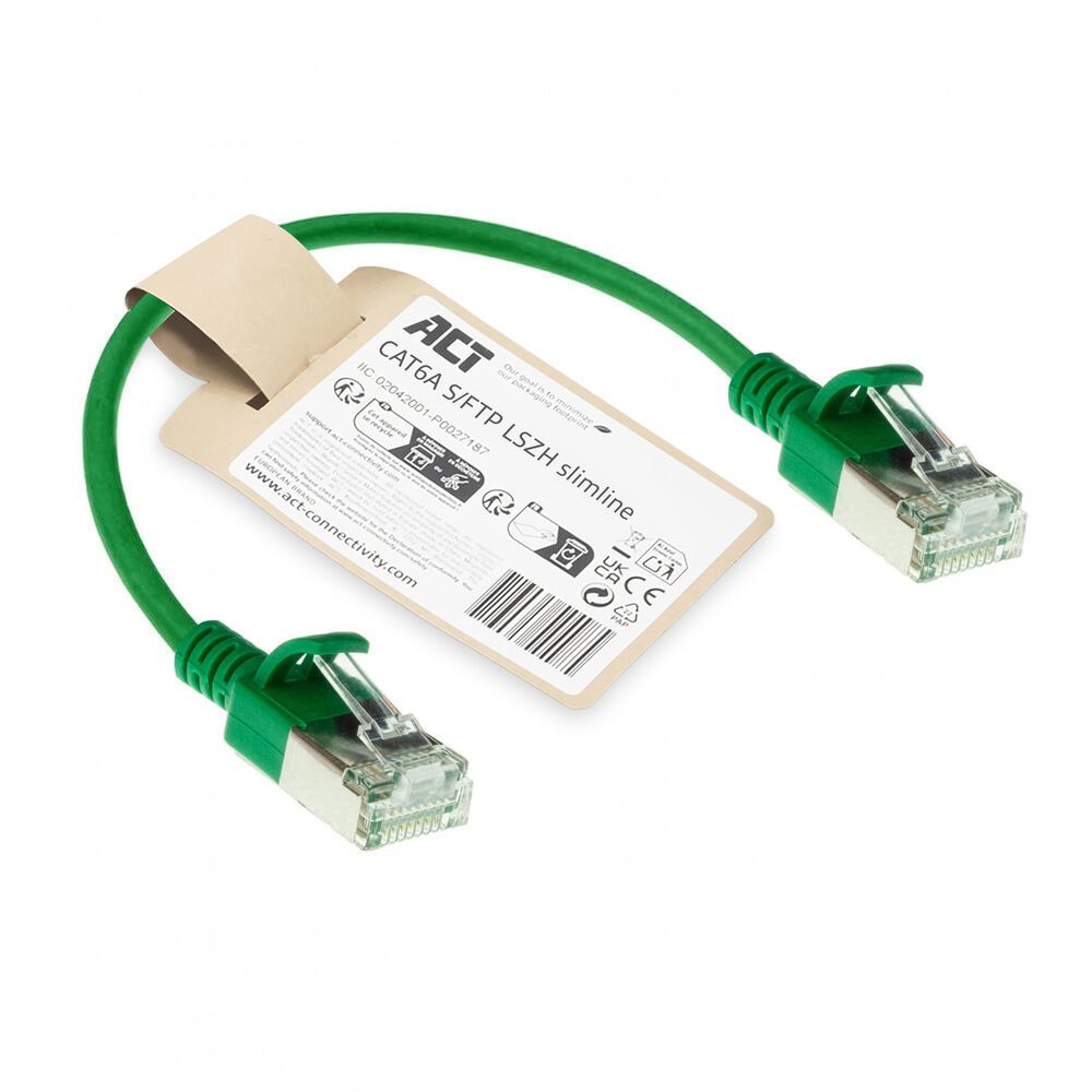 ACT DB7752 CAT6A patchkabel 0,25 meter groen