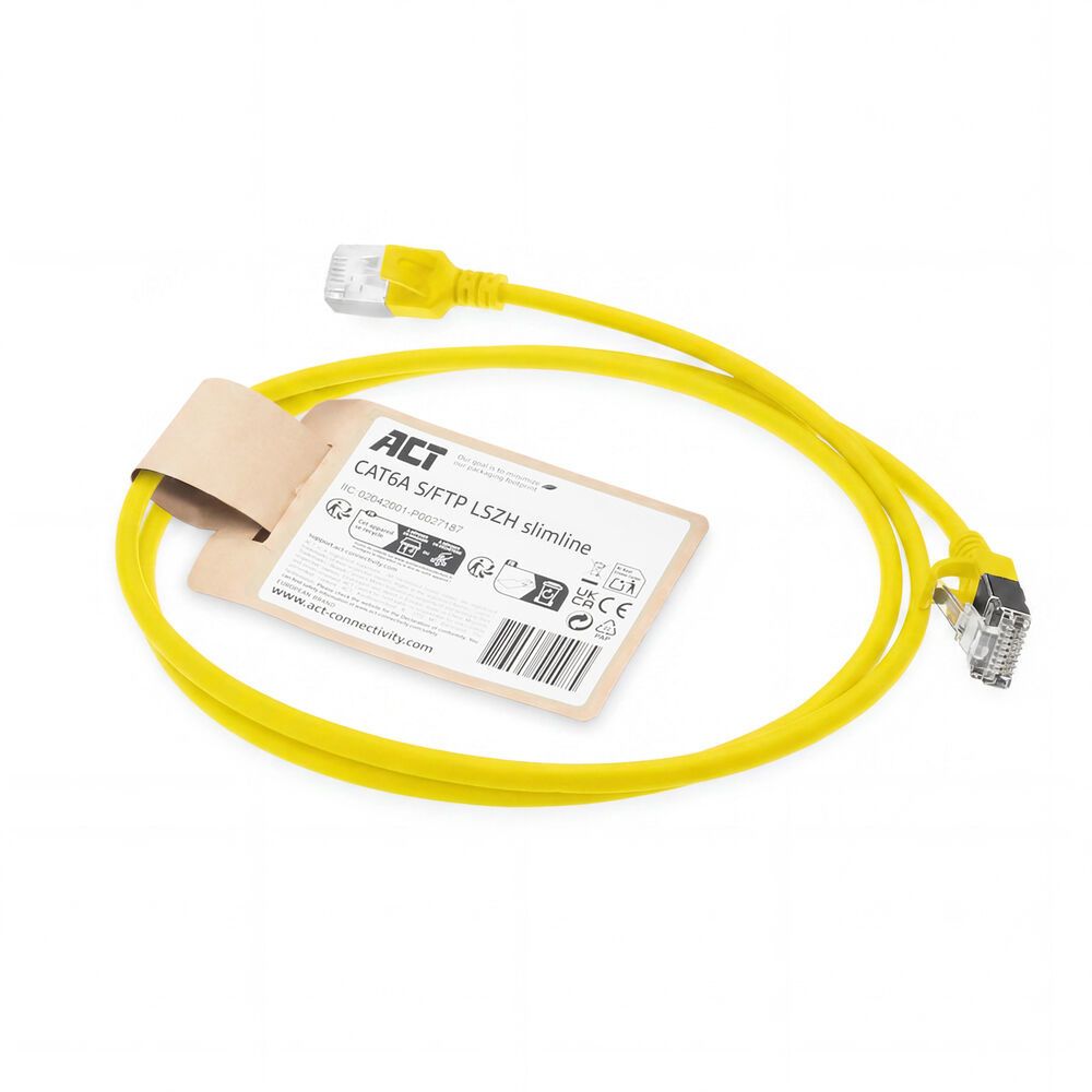 ACT DB7800 CAT6A patchkabel 0,5 meter geel