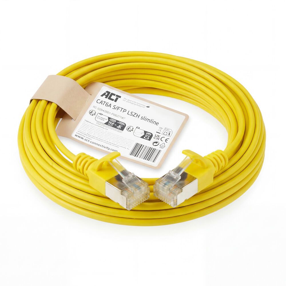 ACT DB7802 CAT6A patchkabel 2 meter geel