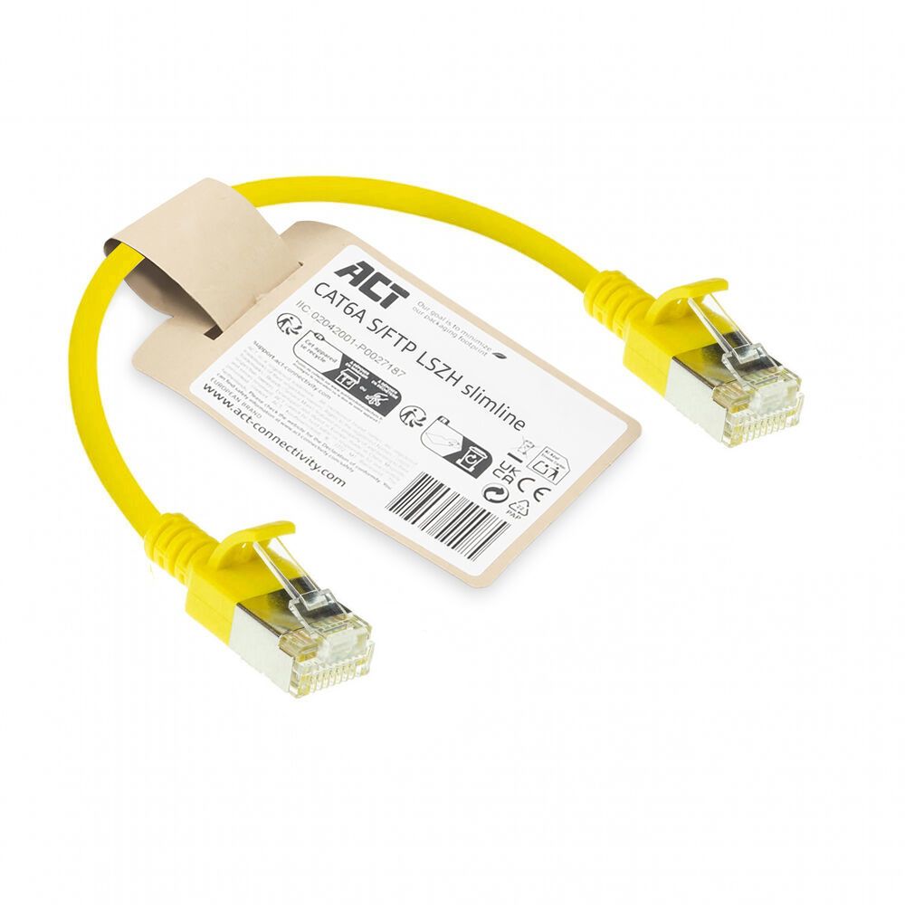 ACT DB7830 CAT6A patchkabel 0,15 meter geel