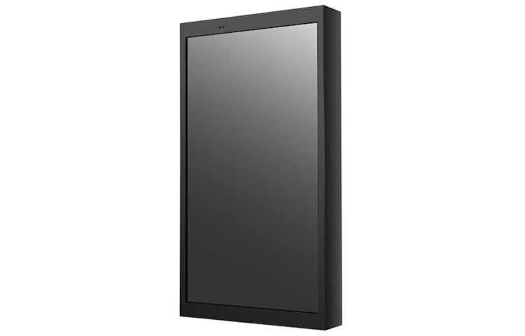 Het LG 75XE3C 75” 4K high brightness outdoor signage display schuin van de voorkant