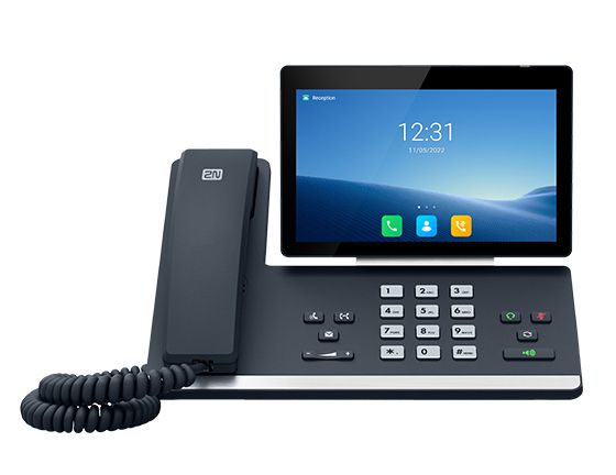 Voorkant van de 2N IP Telefoon D7A met 7 inch touchscreen in kleur en WiFi