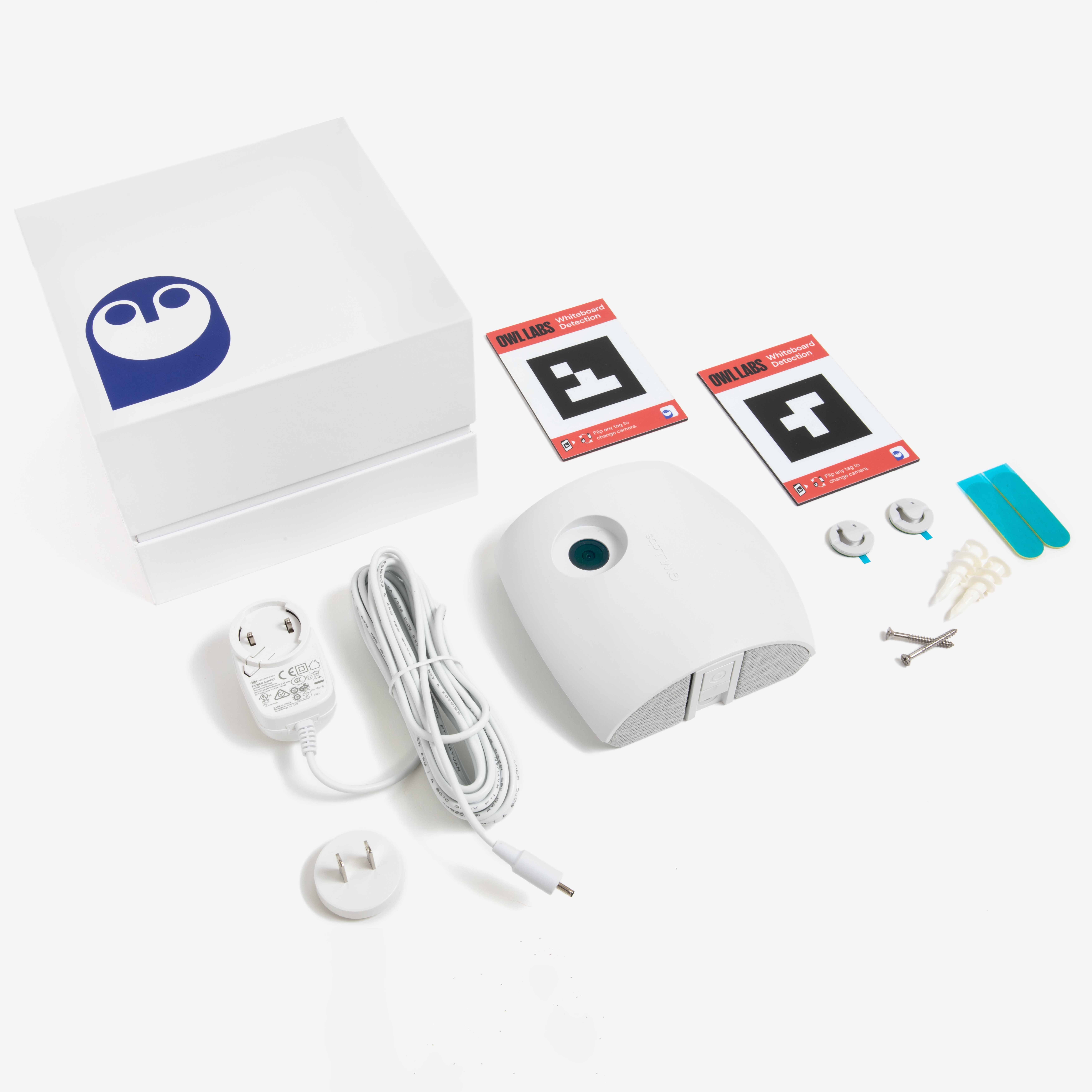 Deze verpakkingsinhoud krijg je als je de Owl Labs Whiteboard Owl camera bestelt