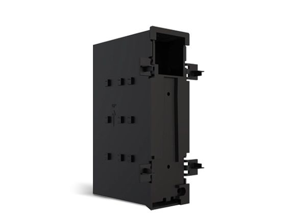 Achterkant en zijkant van de 2N Access Unit M Flush Installation Box voor het werkwerken van bekabeling