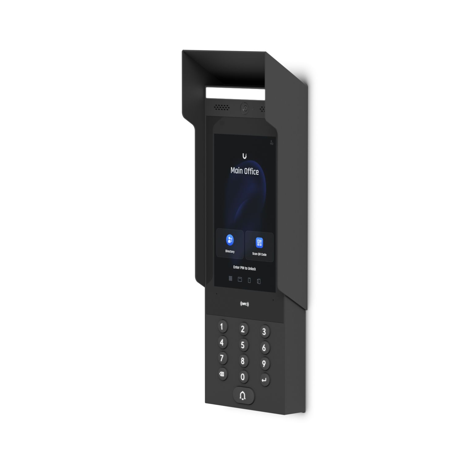 De Ubiquiti UniFi Intercom Sunshield zonnescherm met daarin een UniFi intercom geplaatst