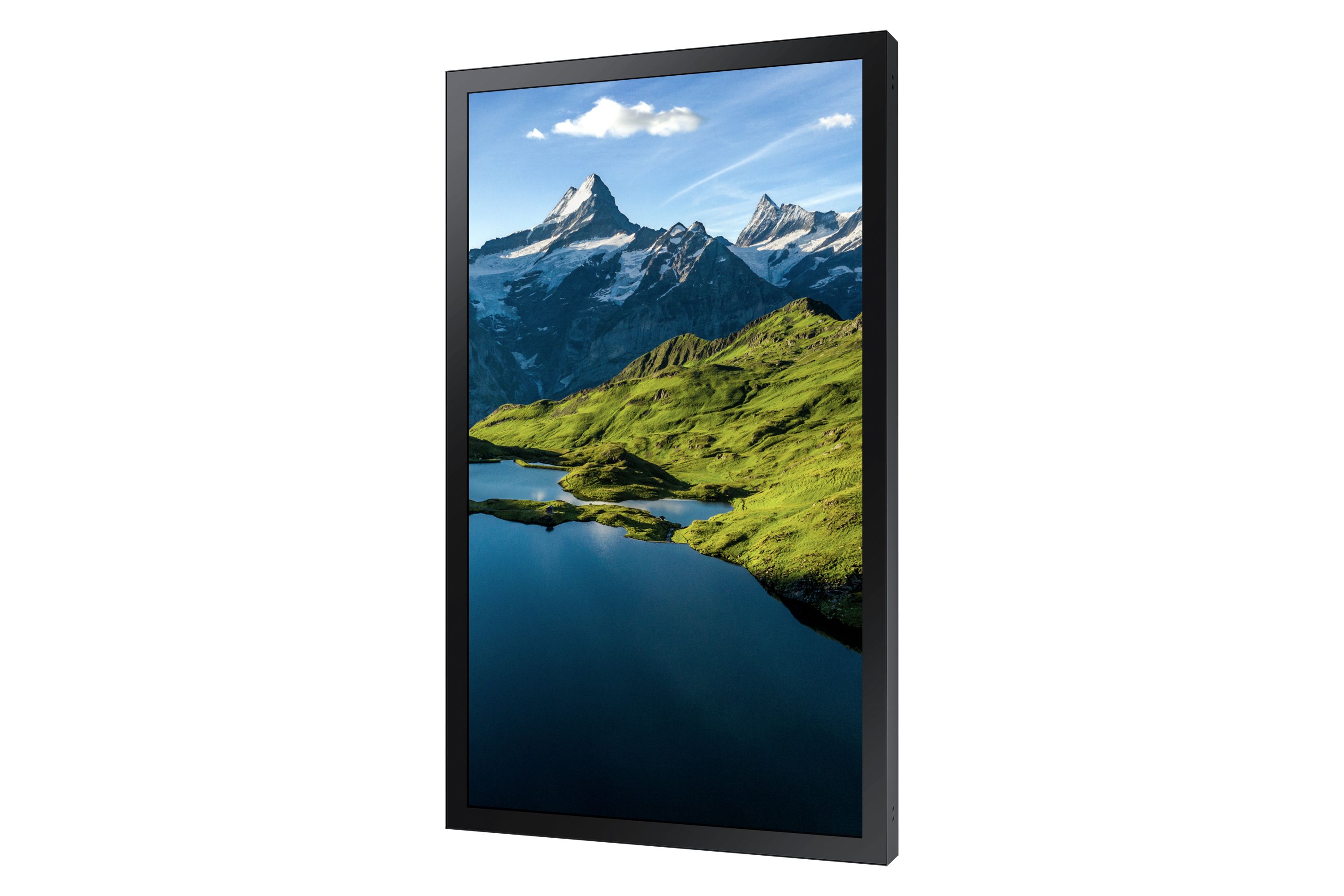 De Samsung OH75A 75" Outdoor 4K UHD High Brightness Display schuin van voren