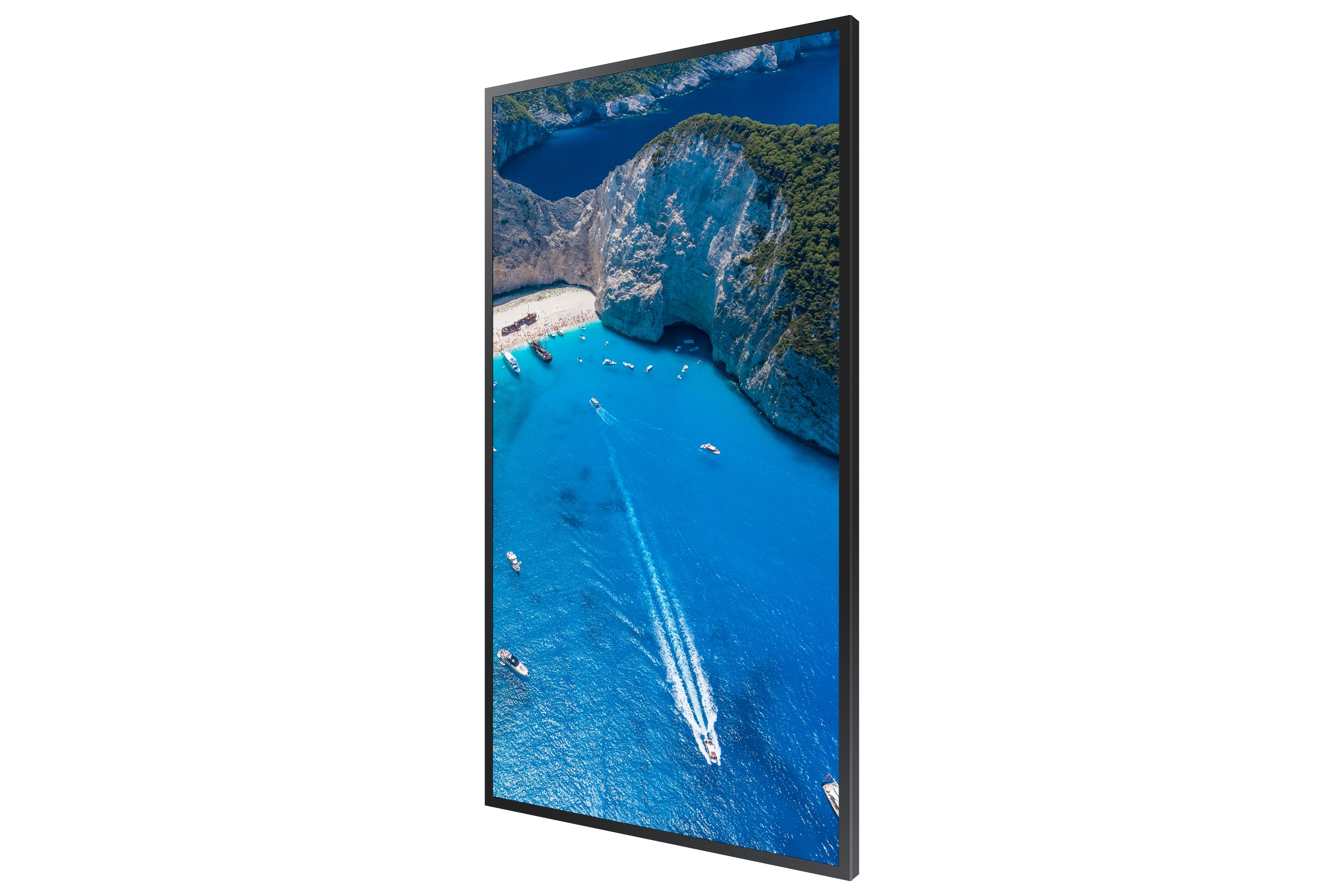 Samsung OM75A 4K UHD High Brightness Etalage Display schuin rechtsvoor portrait mode