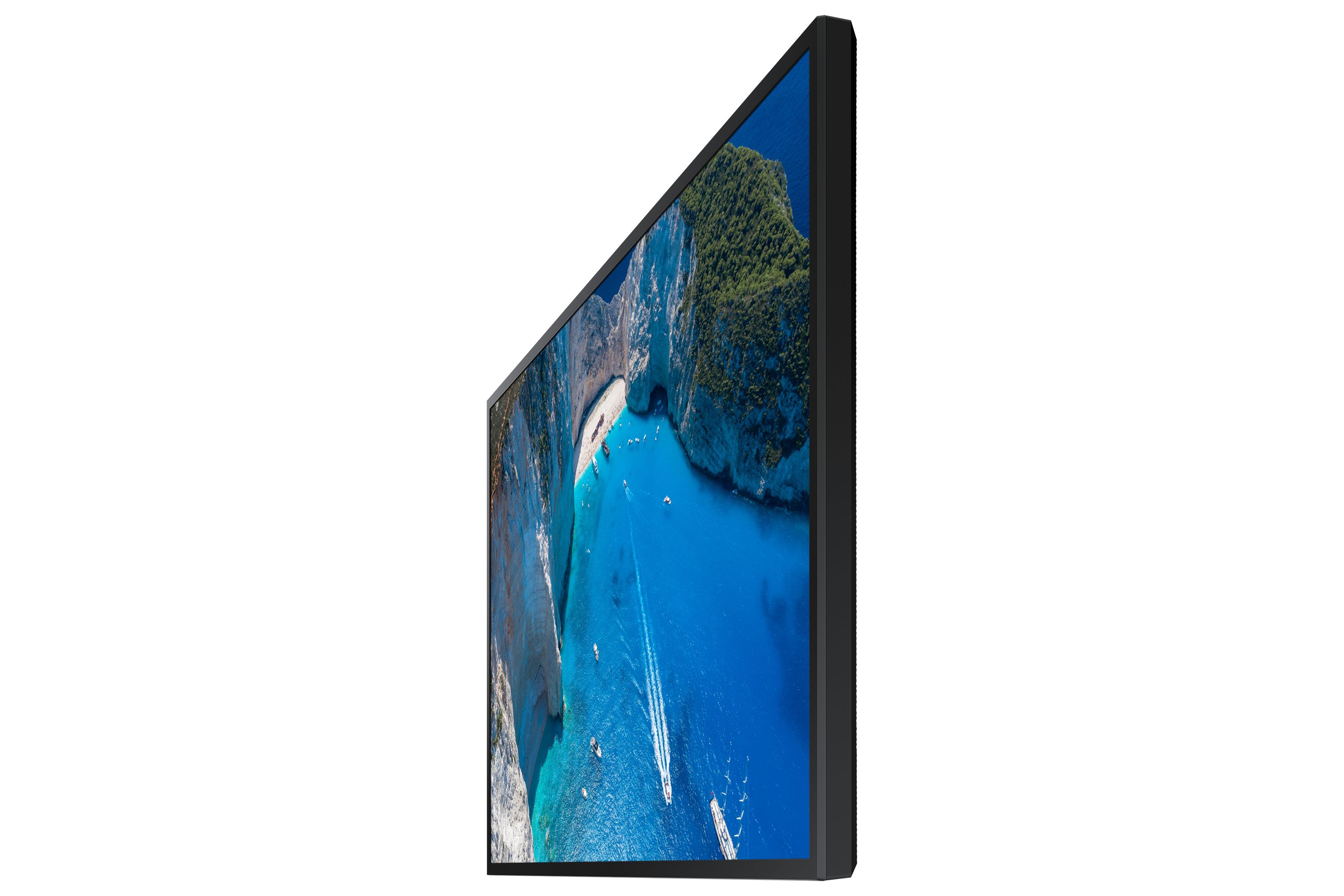 Samsung OM75A 4K UHD High Brightness Etalage Display schuin van rechts landscape mode
