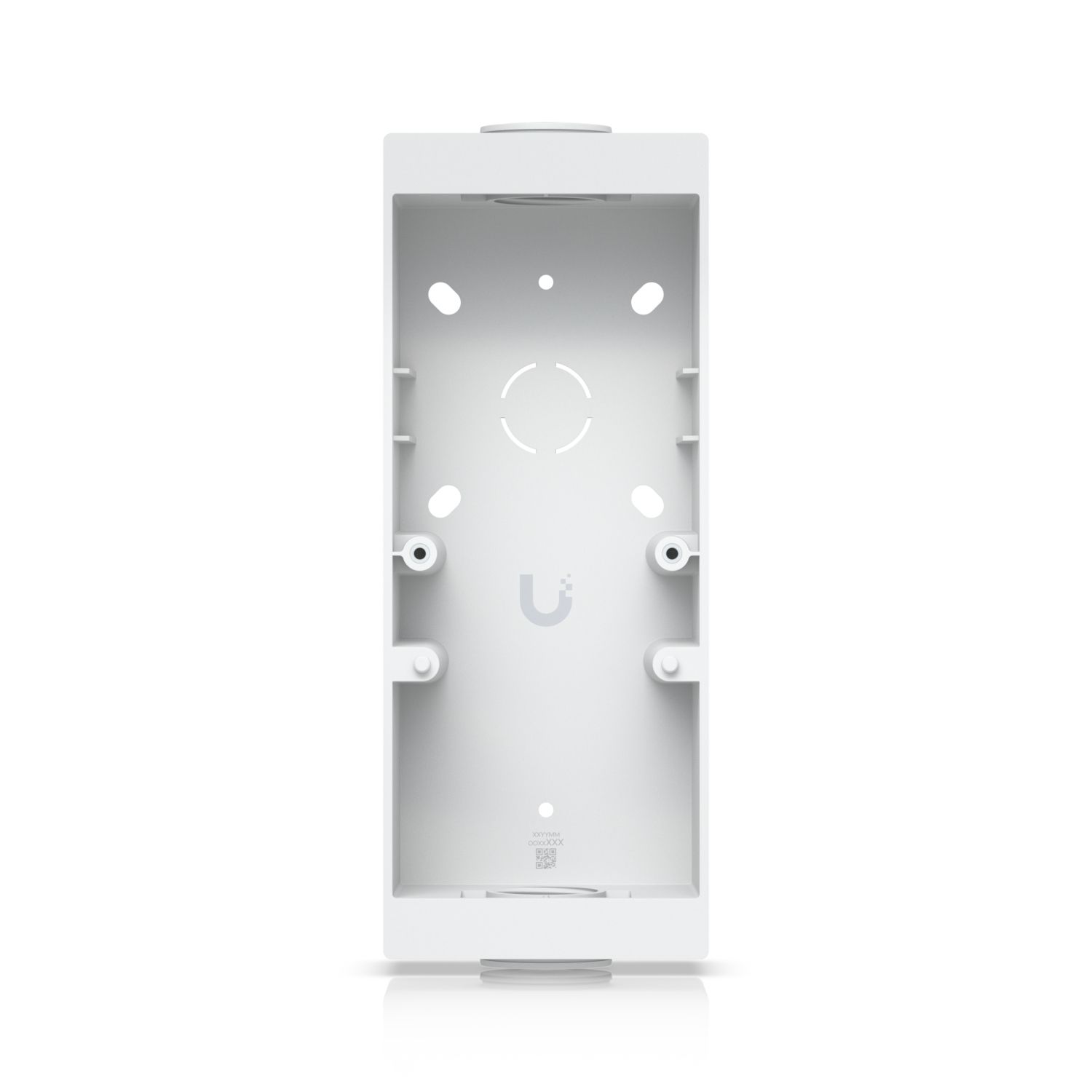 Voorkant en binnenkant van de Ubiquiti UniFi Access Reader Pro Junction Box (wit)